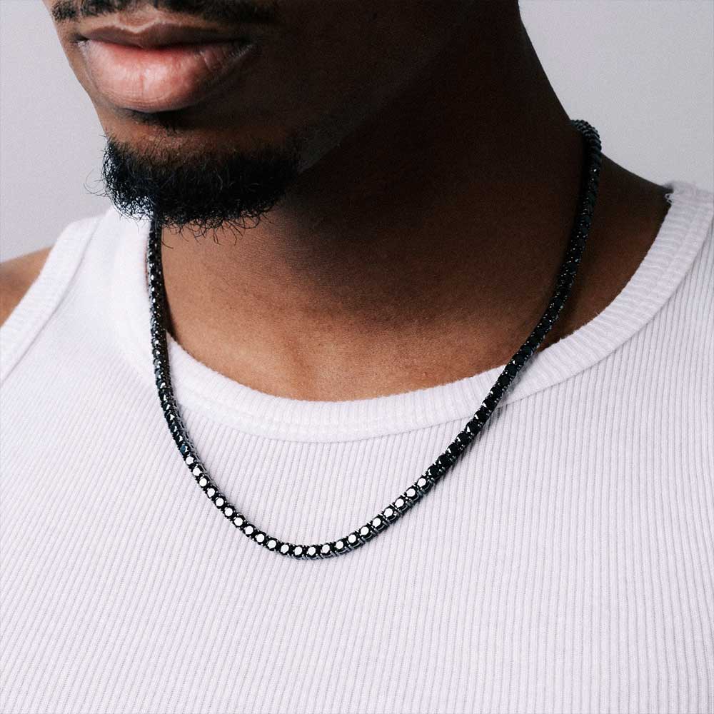 4MM Black Moissanite Tennis Chain 14K Black Gold、mySite、hinf8tx79