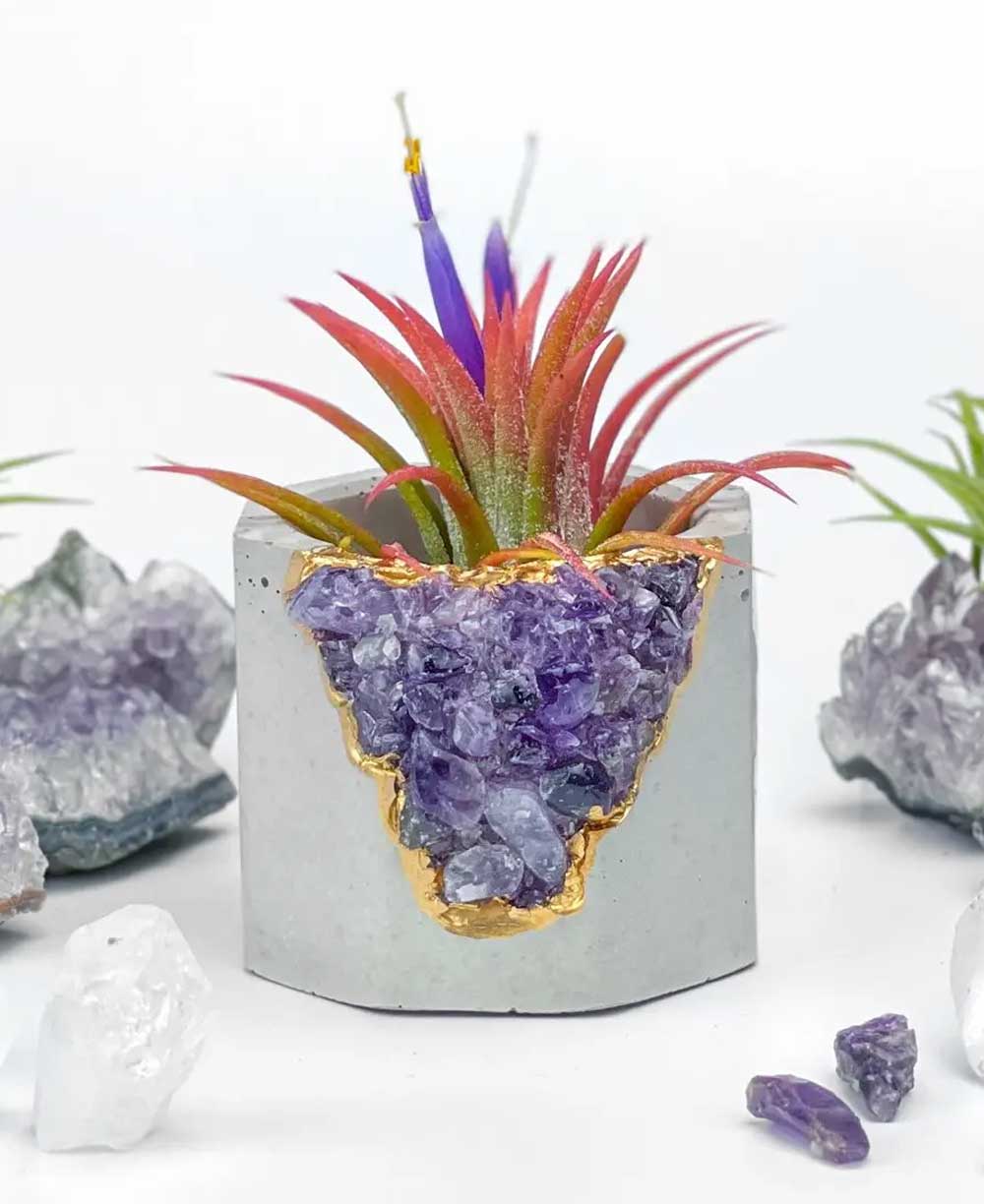 Small Gemstone and Concrete Air Plant or Tea-light Candle Holder、mySite、topwebapps
