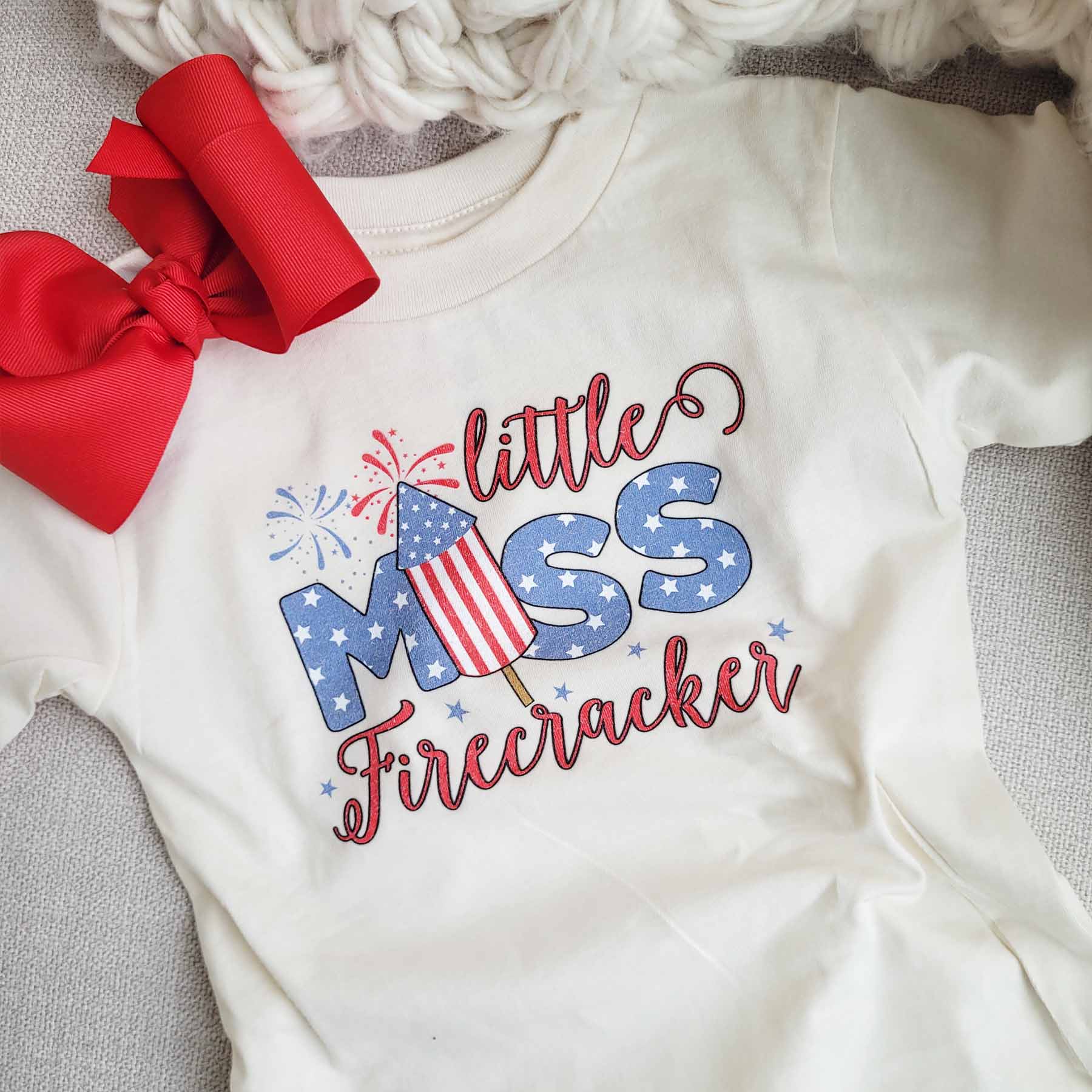  Little Miss Firecracker Kids Graphic Tee | Natural、mySite、layawaytickets