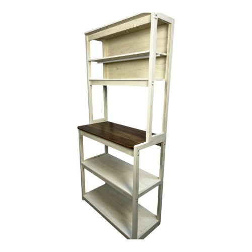  31.5" White and Black color 5-Tier Bakers Rack for Kitchen with Storage, Coffee Bar, Kitchen Shelves, Microwave Stand、、yumabirdnaturehistoryfestival