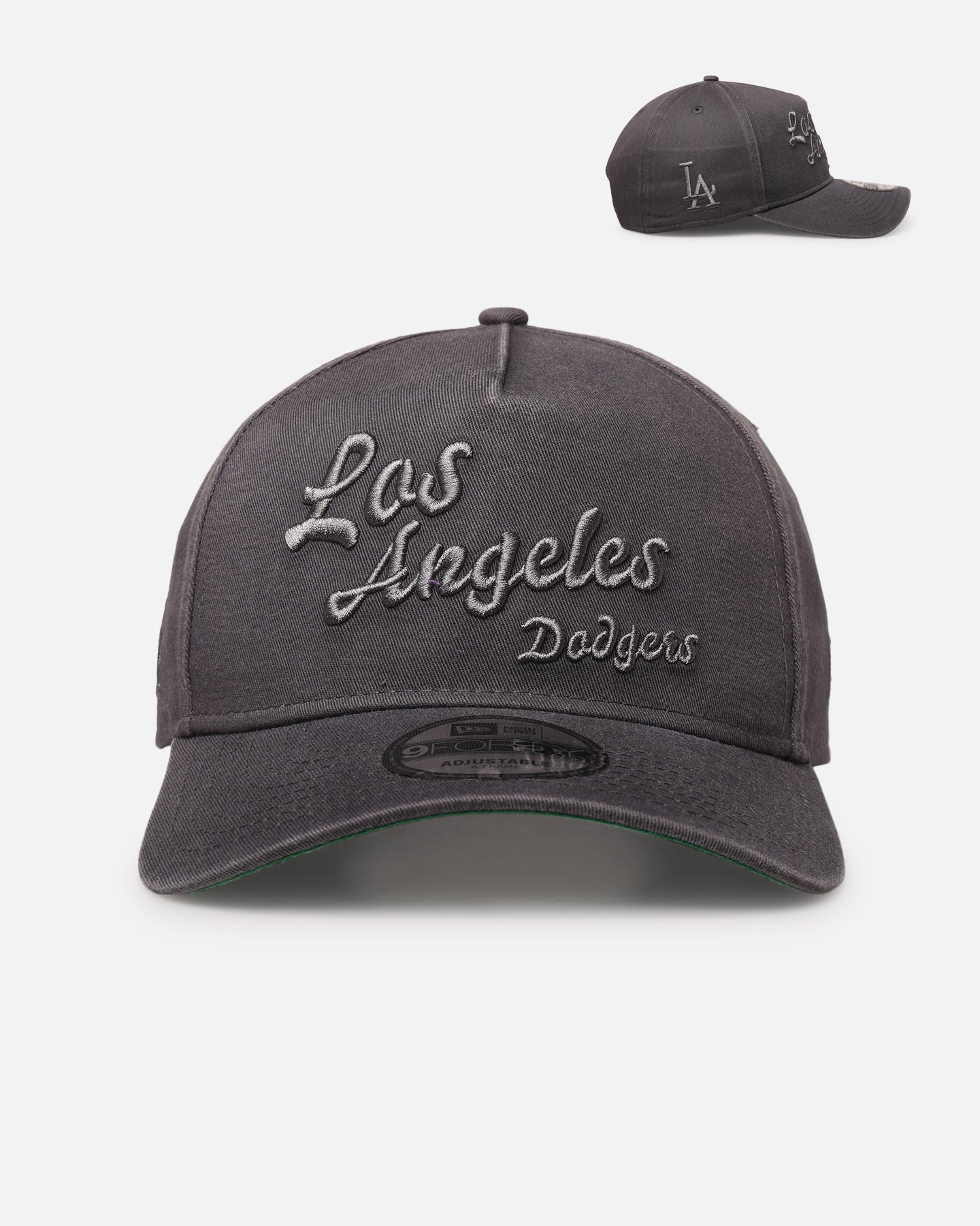 New Era Los Angeles Dodgers 'Graphite Script' 9FORTY A-Frame Snapback Washed Graphite、mySite、zt4zffjzw