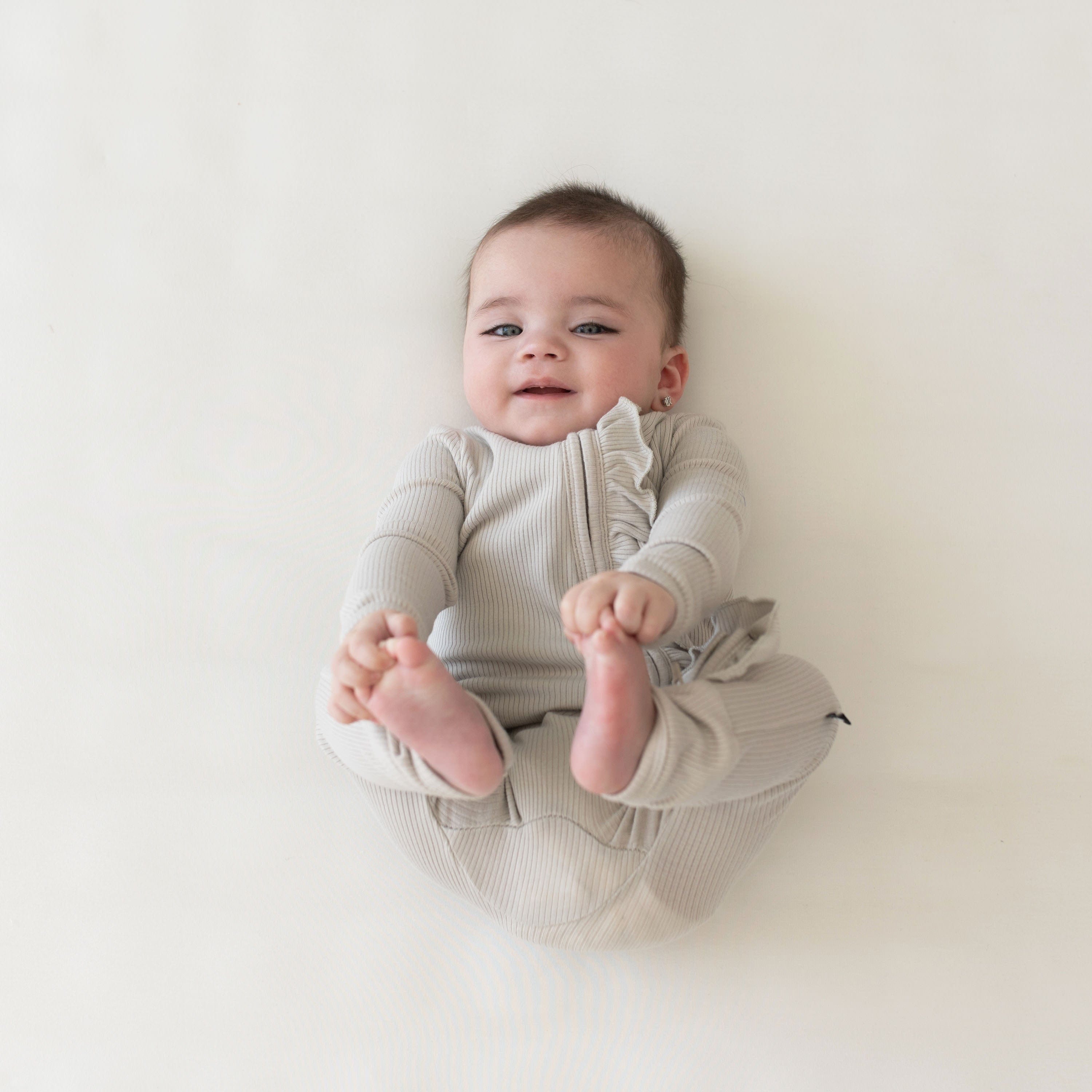  Ribbed Ruffle Zipper Romper in Oat、mySite、layawaytickets