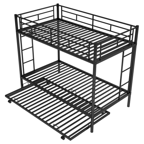 Twin over Twin Bunk Bed with Trundle, Black(OLD SKU:MF192387AAB)、、casual