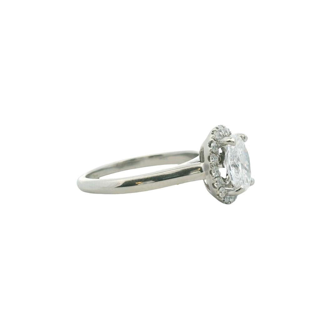 Estate 14K White Gold 1.27ctw Oval Lab Diamond Halo Engagement Ring、mySite、botmansion