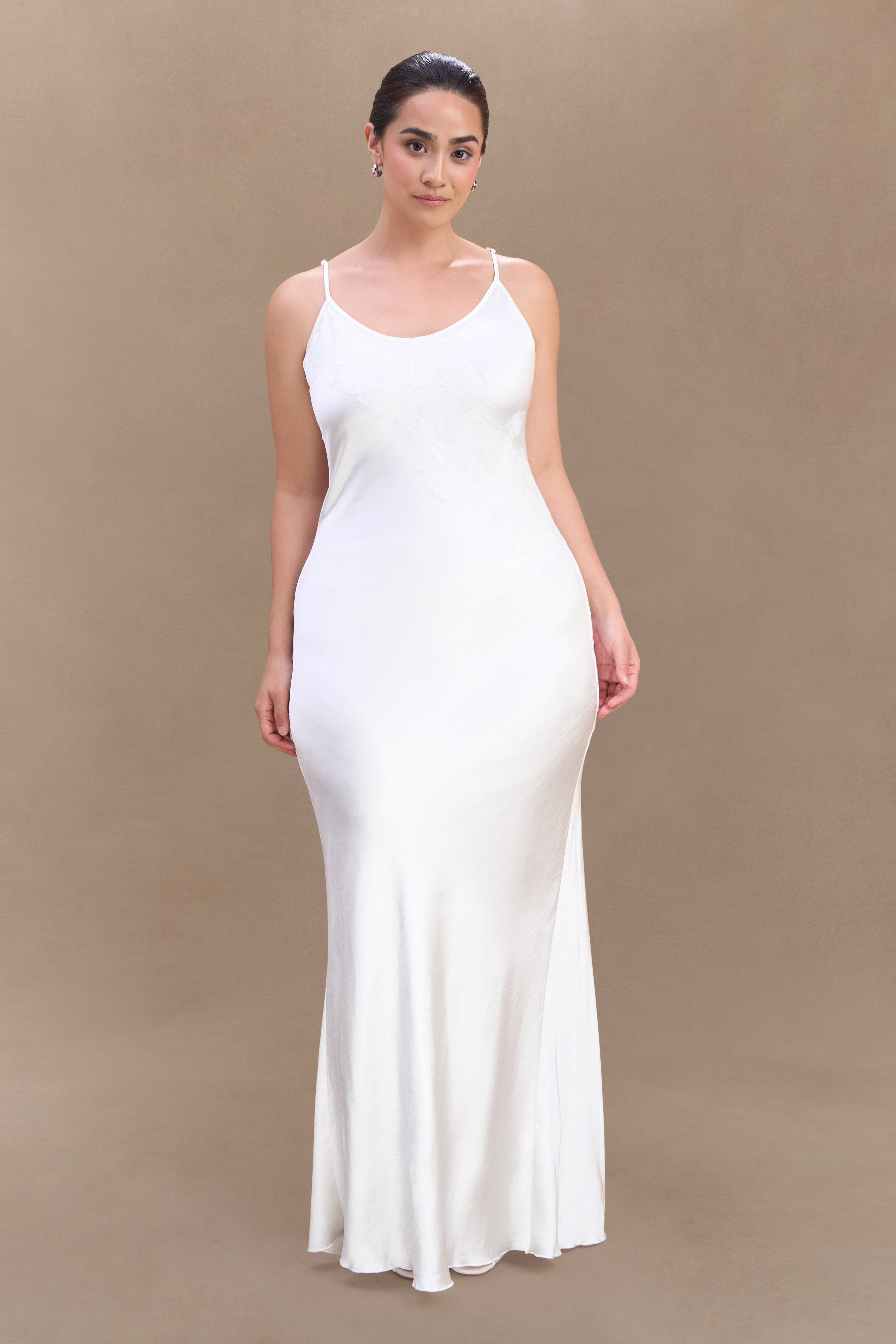 Saylor Satin Slip Maxi Dress - Ivory、mySite、solidvoid
