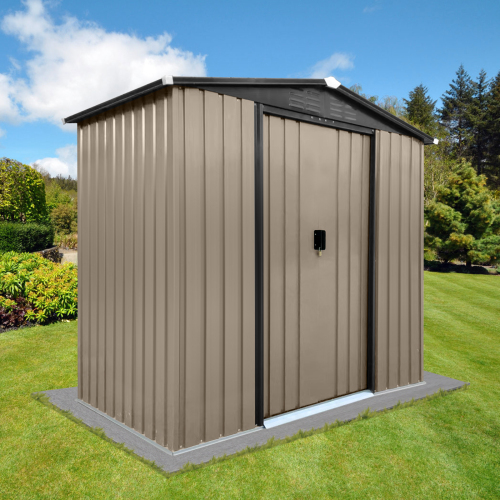 Outdoor storage sheds 6FTx4FT Apex roof brown with Sliding Doors、、eastwooduniform