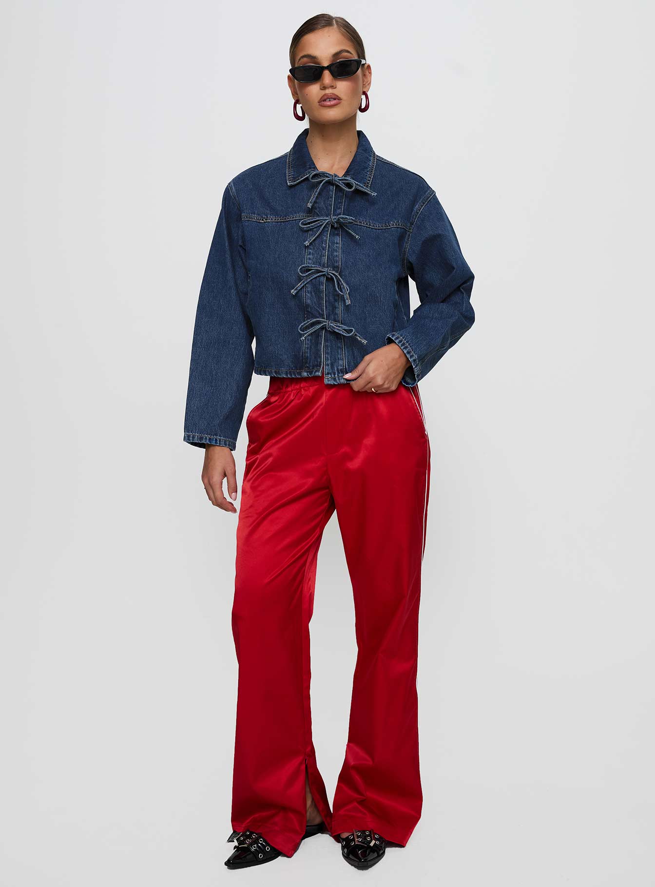 Good On You Bow Detail Jacket Blue Denim、mySite、solidvoid