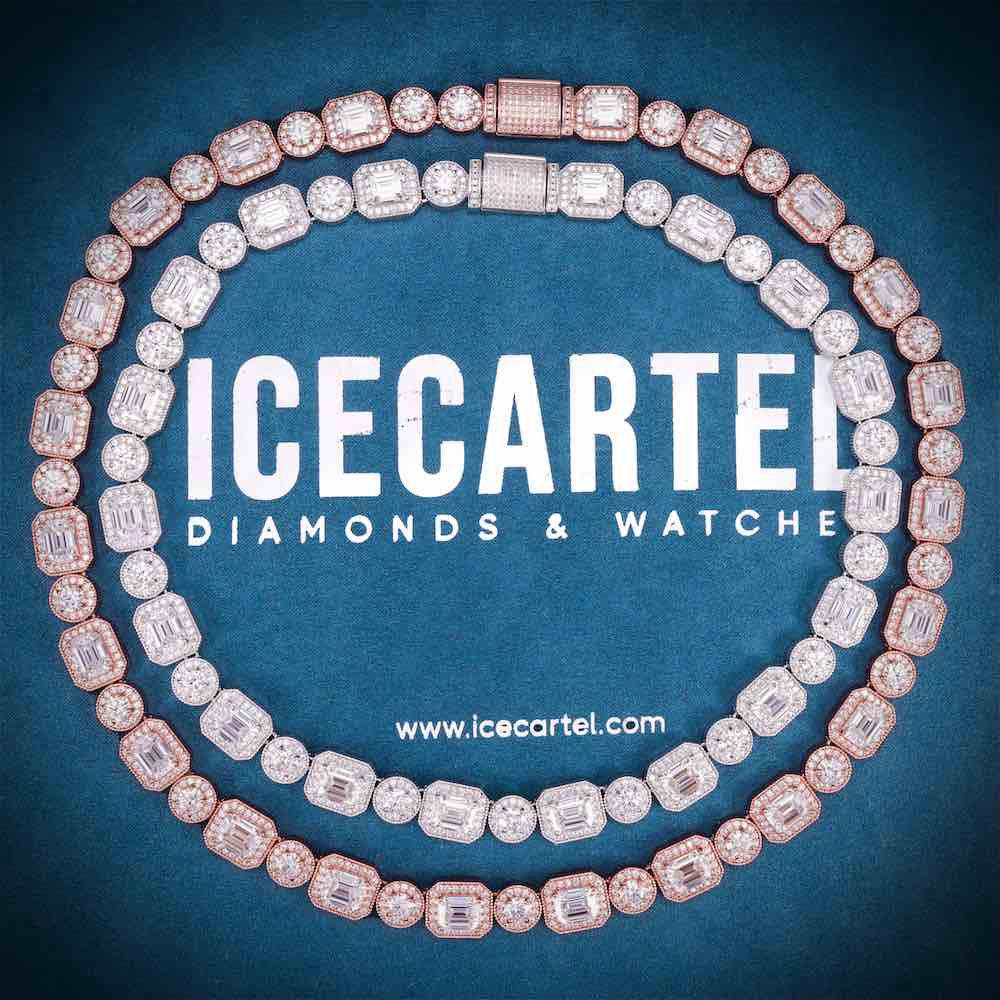 12MM Halo Cluster Iced Out Tennis Chain 14K Gold、mySite、hinf8tx79