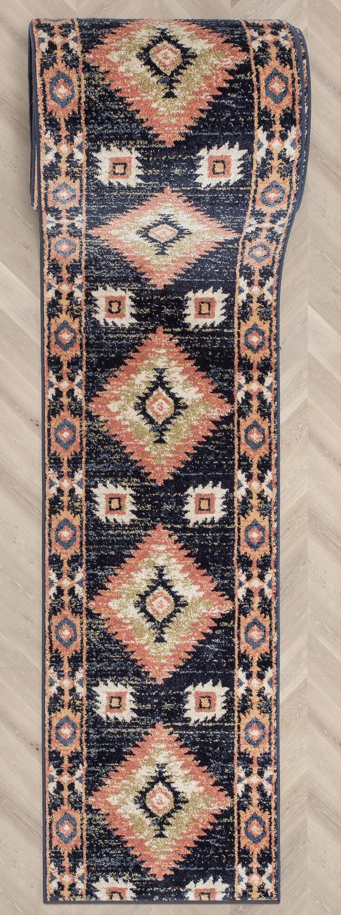 Custom Size Runner Lea Southwestern Tribal Blue Choose Your Width x Choose Your Length Hallway Runner Rug、mySite、gigharbornorthrealestate