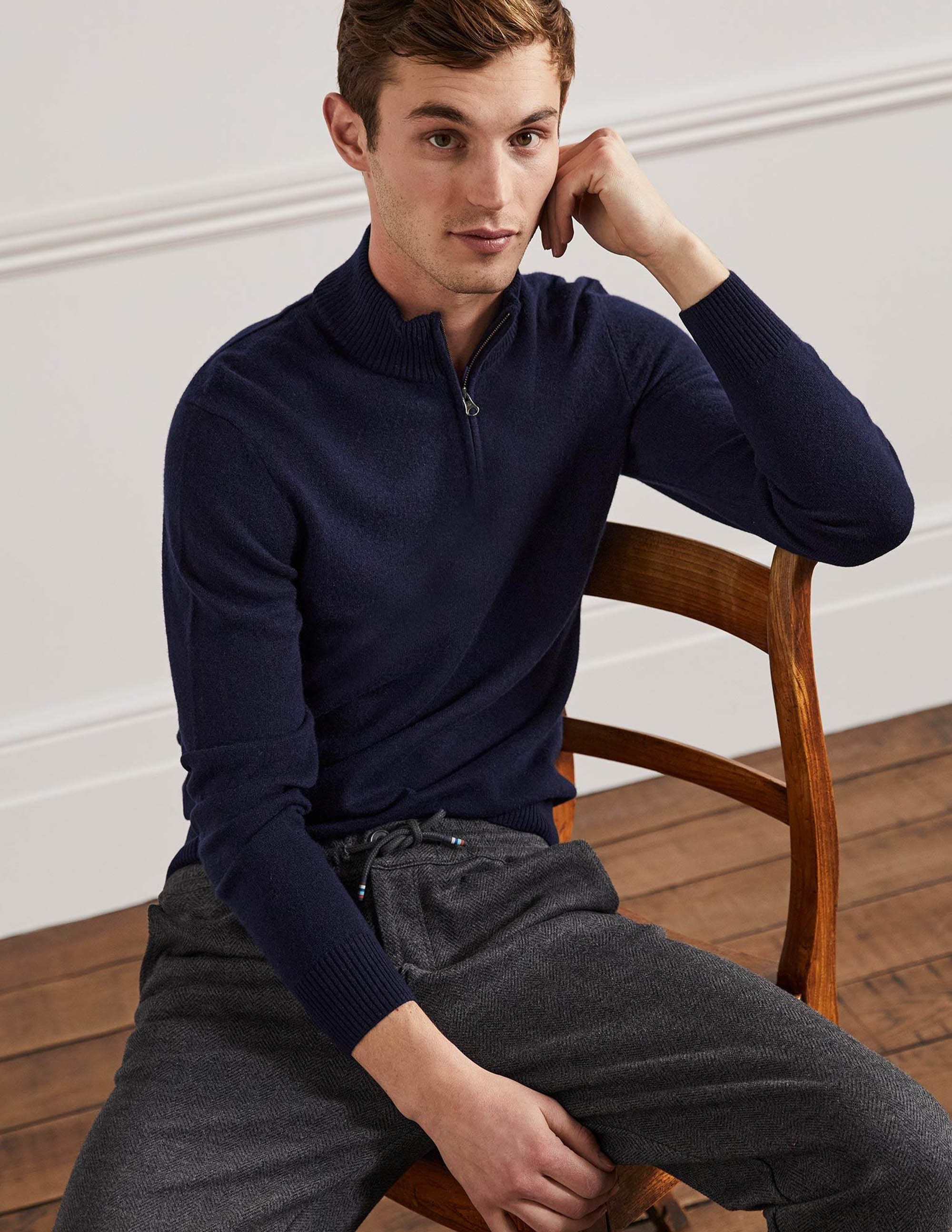  Cashmere Half-Zip Jumper-Navy、mySite、ashleygrahame