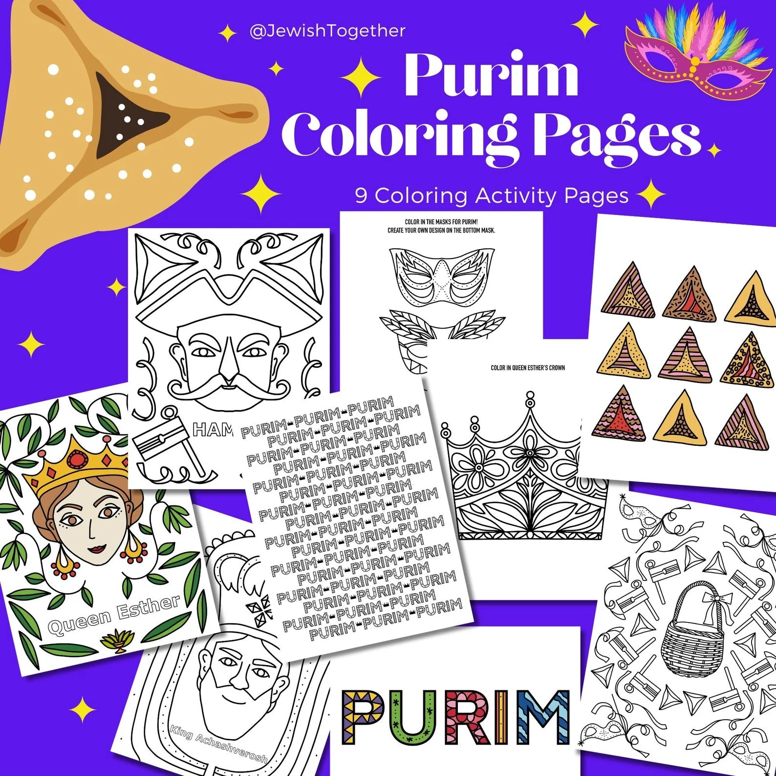  Purim Activity Instant Print-Outs by @JewishTogether、mySite、elrpsem3k