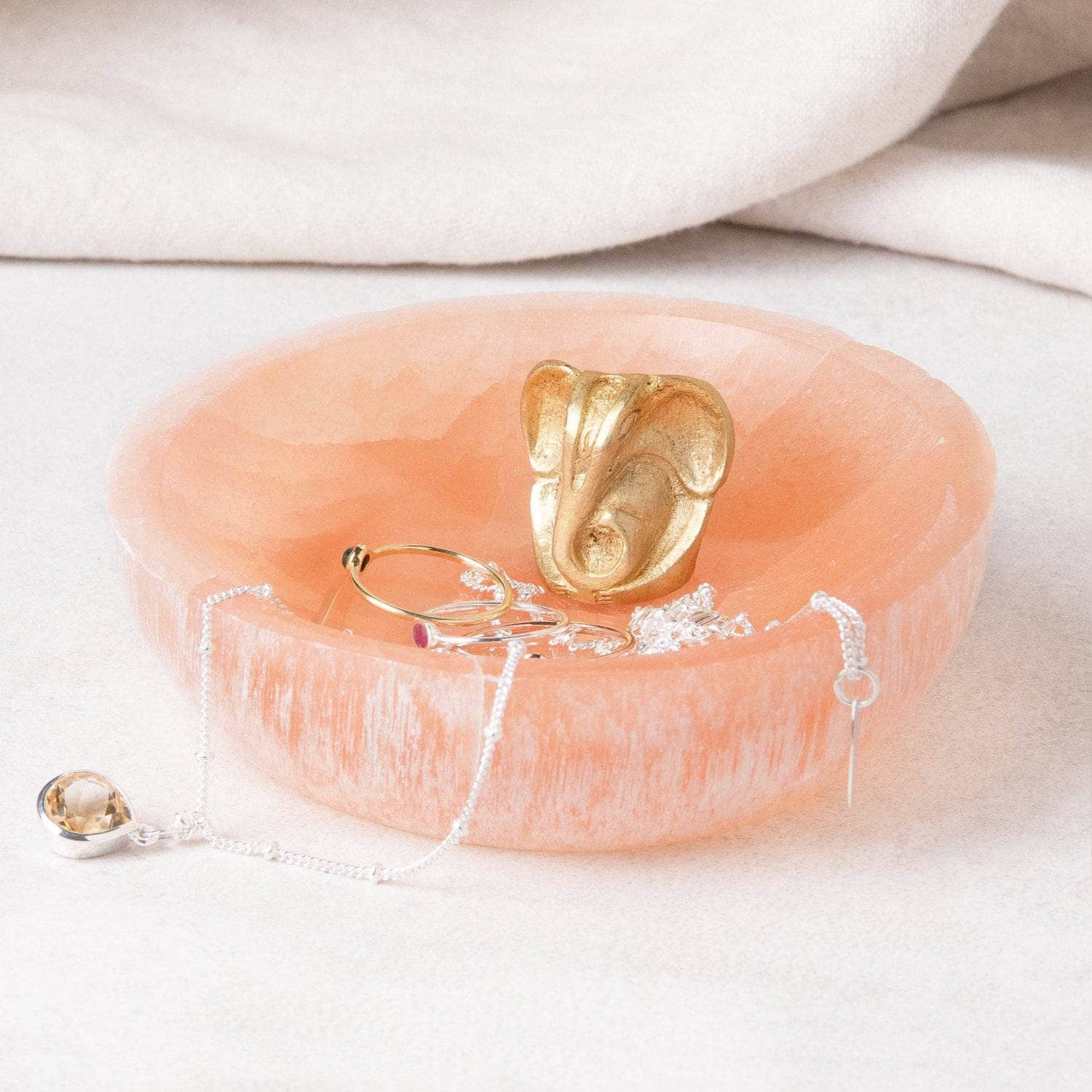 Peach Selenite Crystal Recharging Bowl、mySite、hinf8tx79