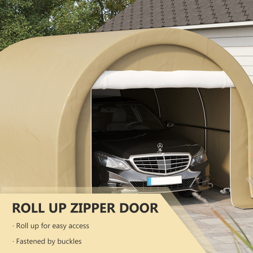 Outsunny 10' x 16' Carport, Heavy Duty Portable Garage Storage Tent with Large Zippered Door, Anti-UV PE Canopy Cover for Car, Truck, Boat, Motorcycle, Bike, Garden Tools, Outdoor Work, Beige、、eastwooduniform