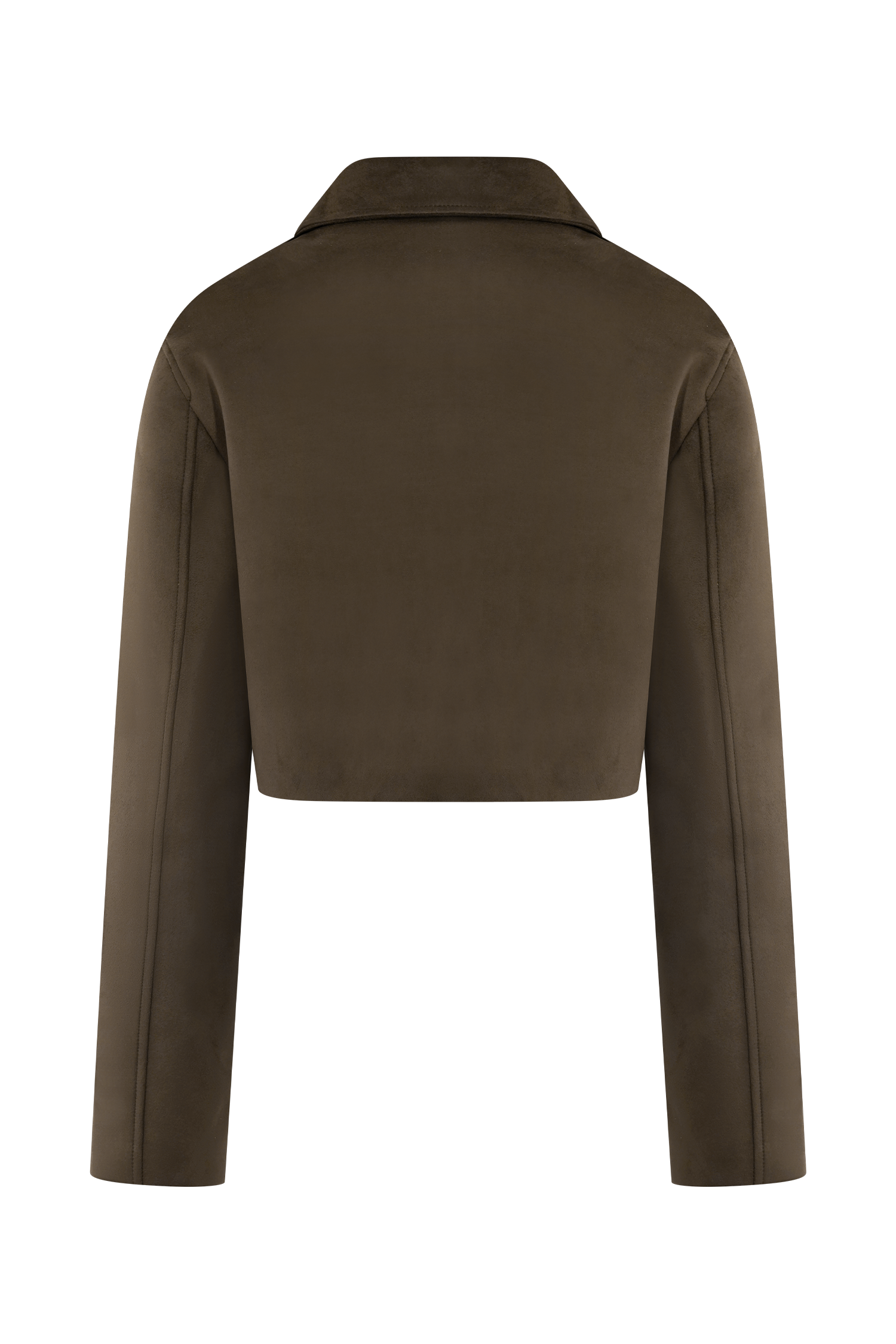 Hayes Faux Suede Collared Jacket - Chocolate、mySite、solidvoid