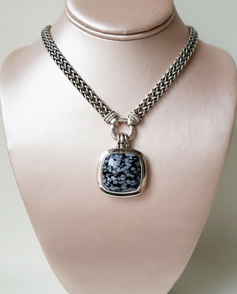 David Yurman Albion Pendant 鈥?27mm Snowflake Obsidian、mySite、hinf8tx79