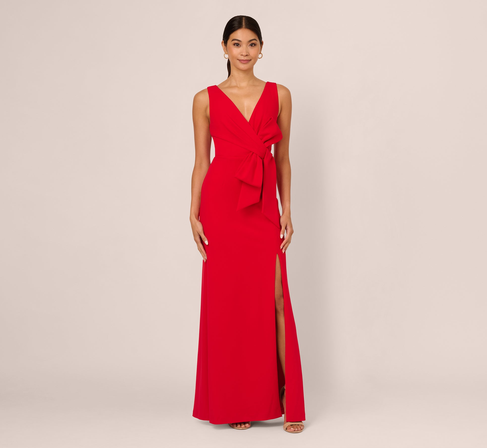 Bow Front Crepe Gown In Super Red、mySite、solidvoid