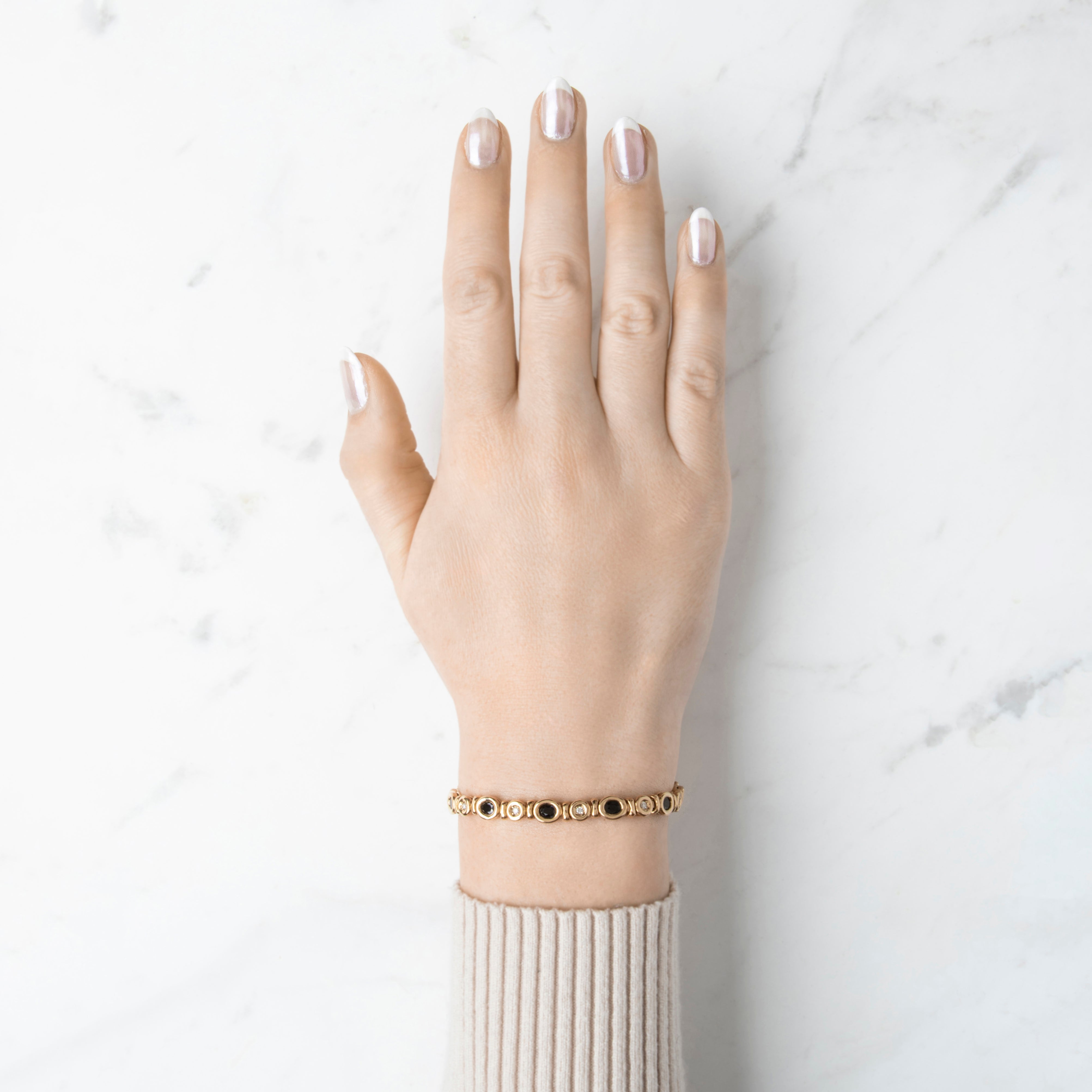 Vintage 14k Yellow Gold 2.4cttw Blue Sapphire Diamond Bezel Tennis Bracelet 7、mySite、hinf8tx79