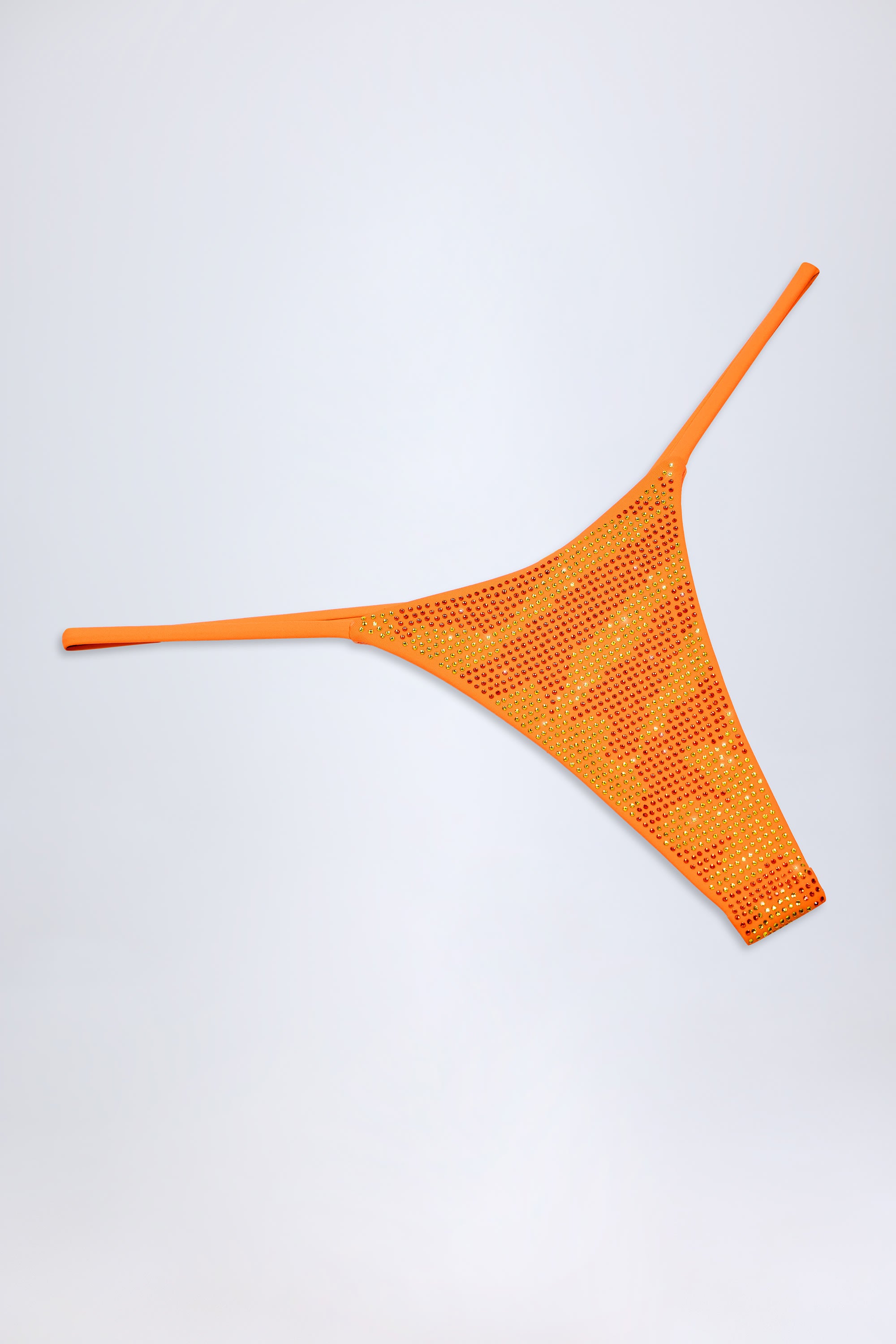 Embellished Thong Bikini Bottoms in Orange Tropical Hotfix、mySite、sugarbowlscore