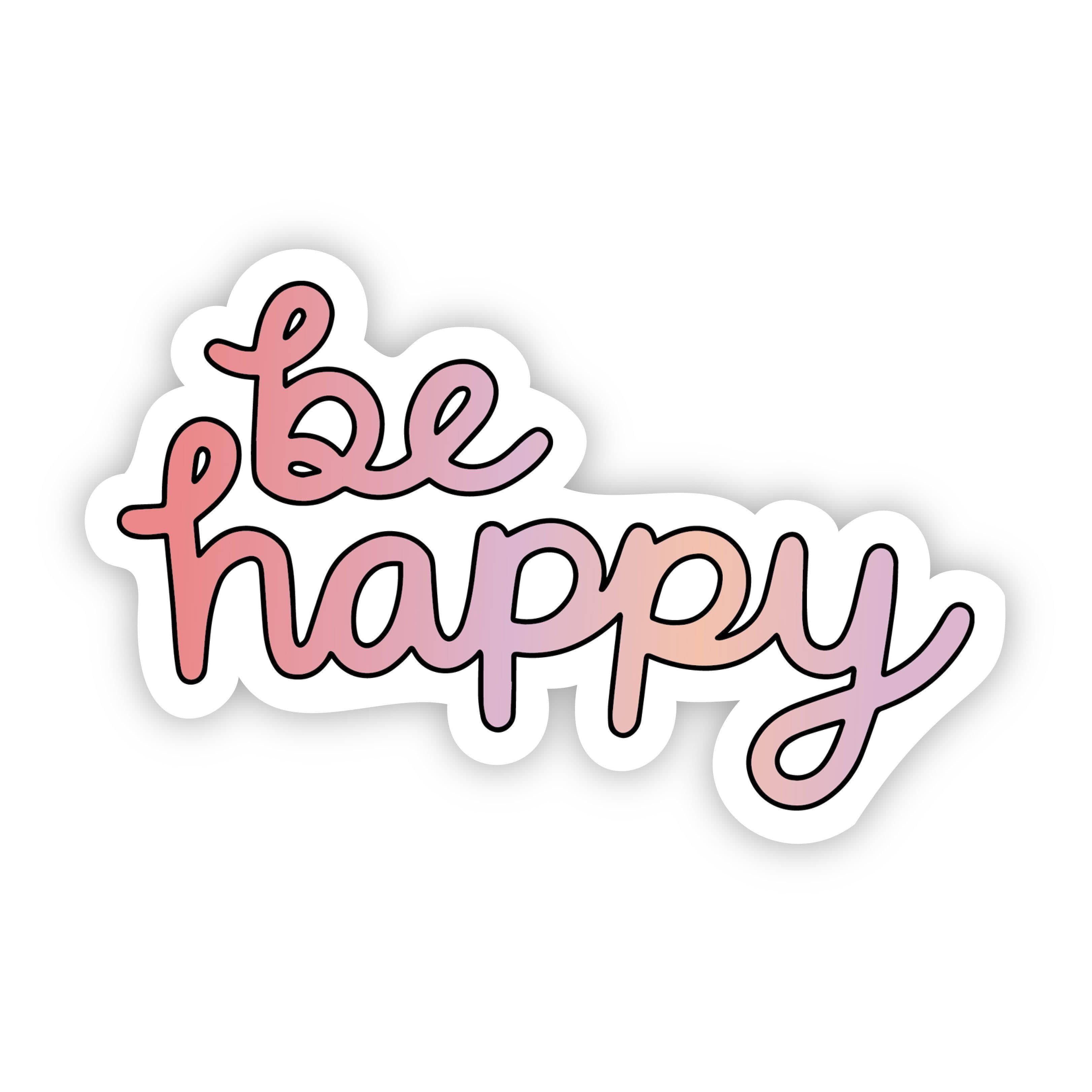  Be Happy Multi Color Aesthetic Sticker、mySite、elrpsem3k