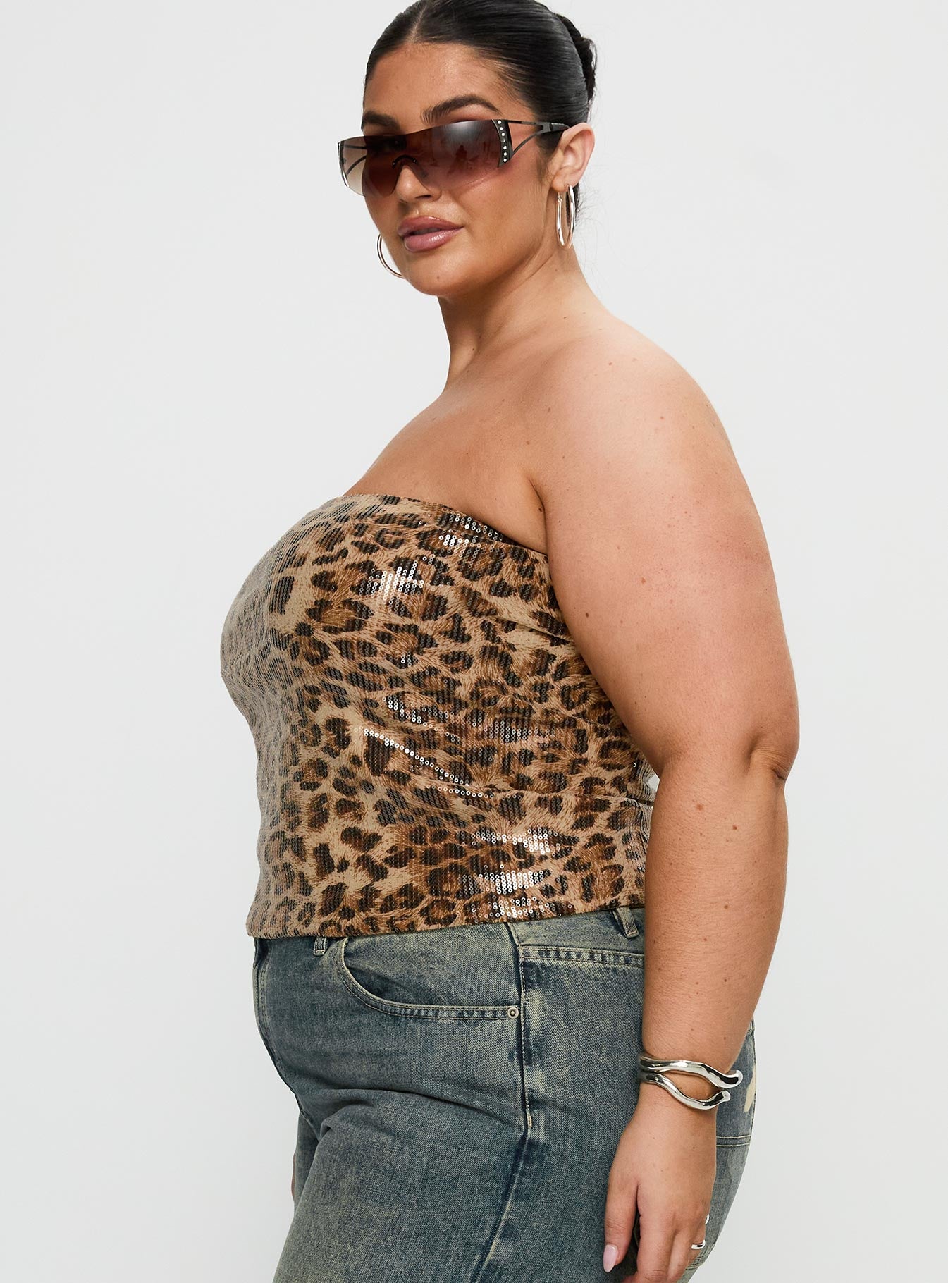 Learn To Fly Strapless Sequin Top Leopard Curve、mySite、solidvoid