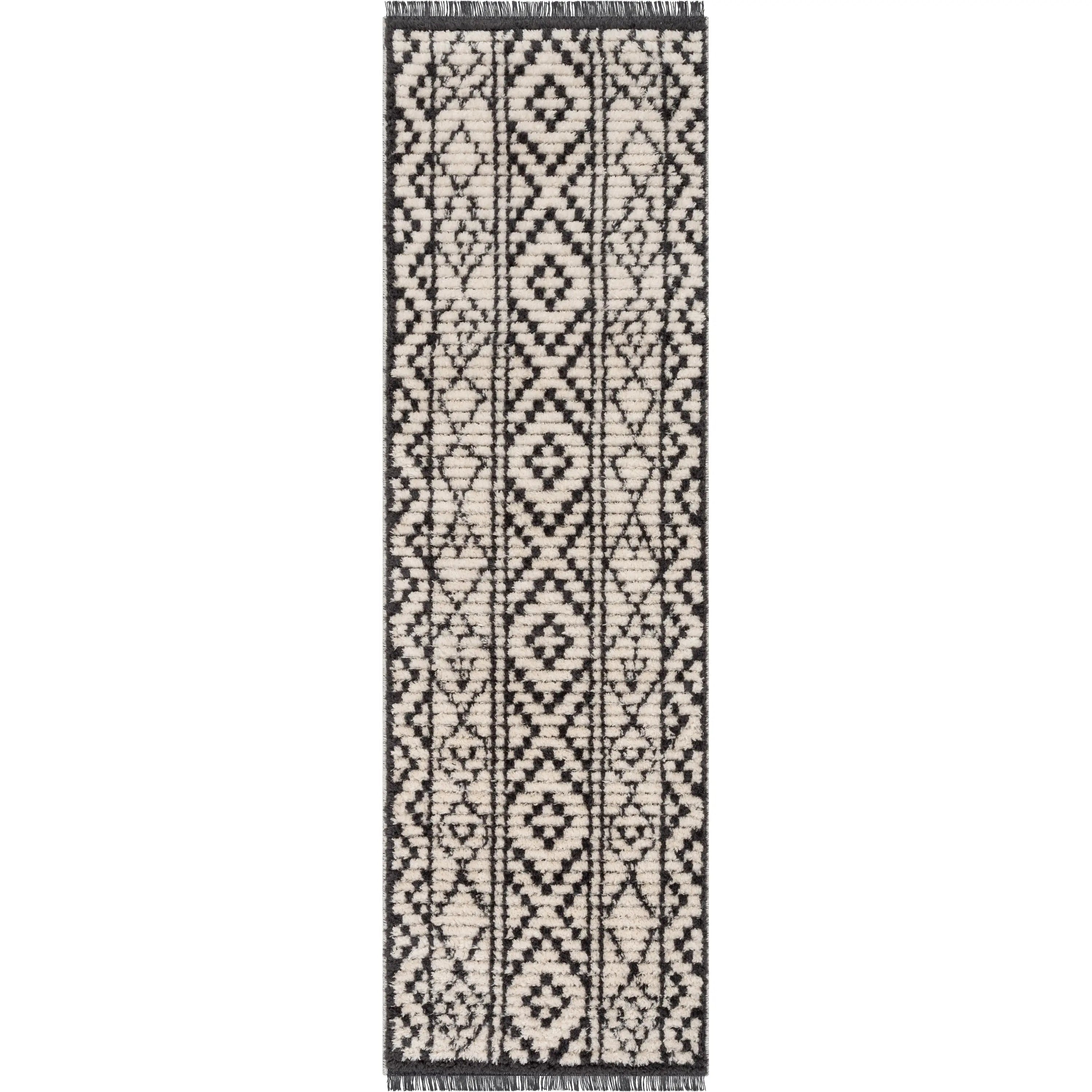 Tallulah Tribal Diamond Lattice Pattern Grey High-Low Textured Pile Rug、mySite、gigharbornorthrealestate