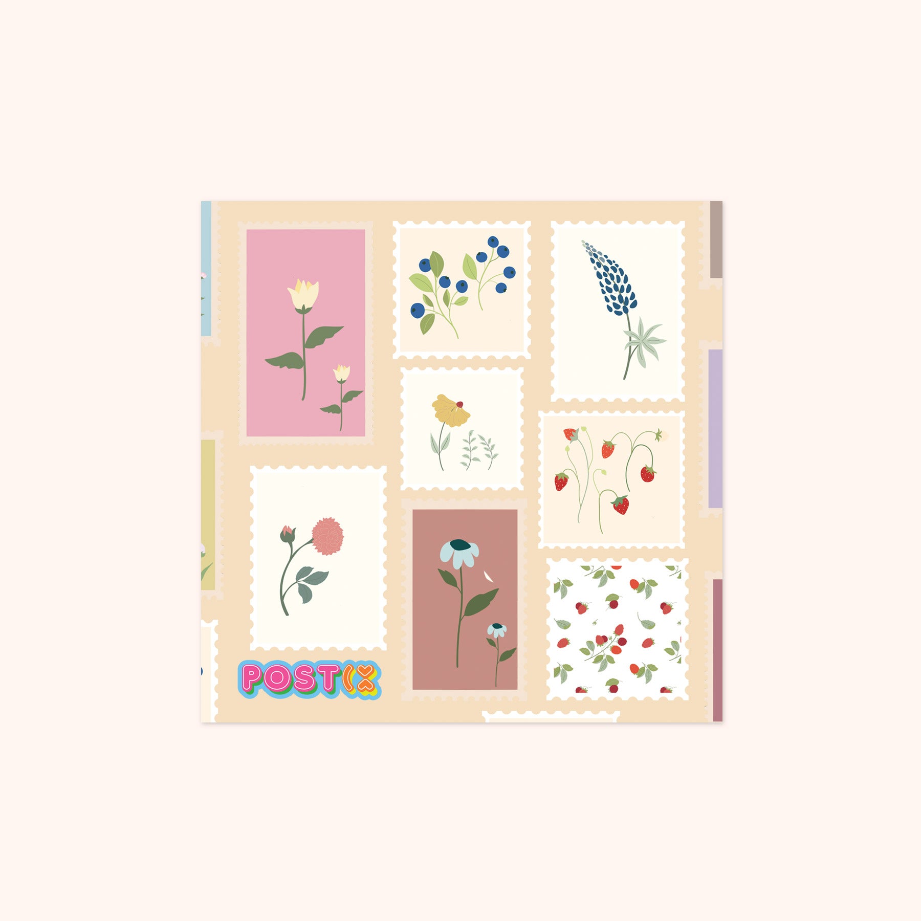  Gentle Flower Stamps Square Sticker Sheet、mySite、ghnorth