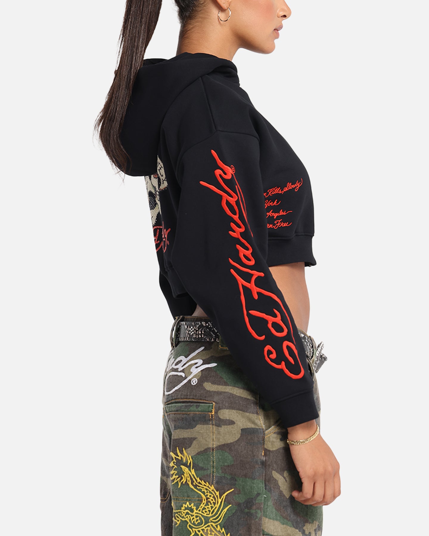 Ed Hardy Women's Love Kills Slowly Hoodie Black、mySite、zt4zffjzw