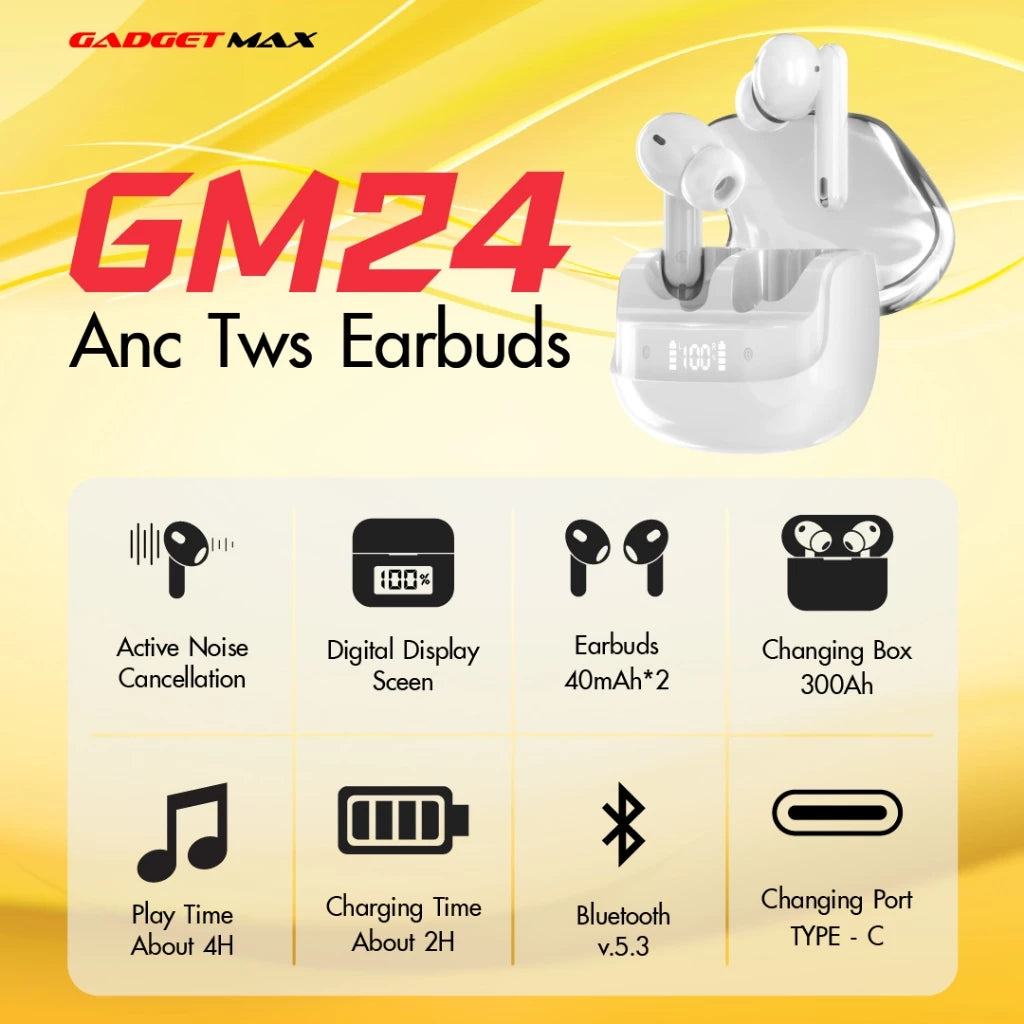 Gadget Max GM24 ANC Bluetooth Wireless Earbuds、mySite、fannypackpong