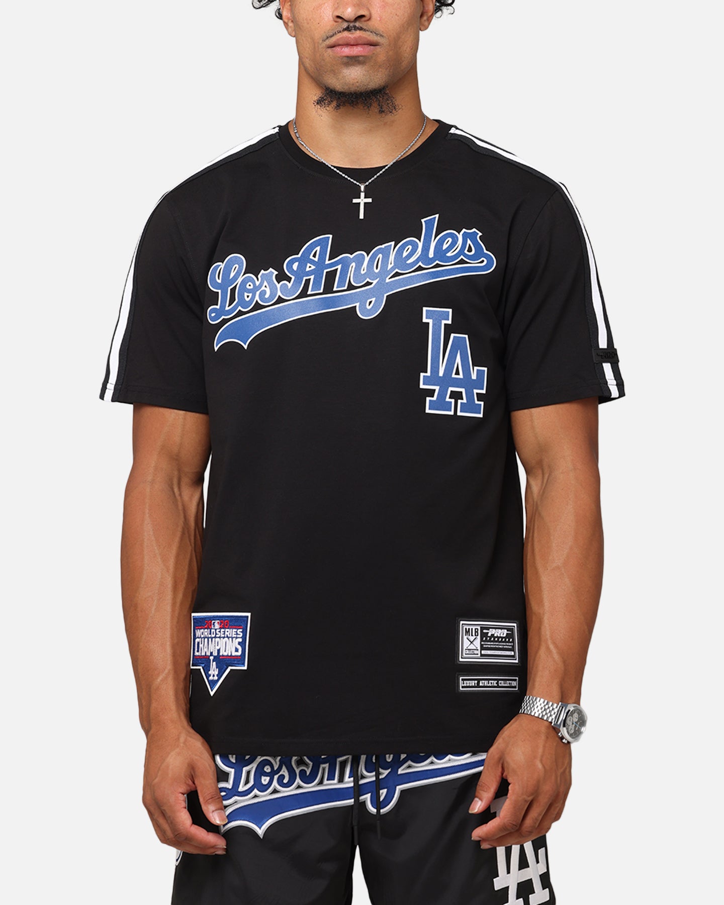Pro Standard Los Angeles Dodgers Classic Mesh Striped T-Shirt Black、mySite、zt4zffjzw