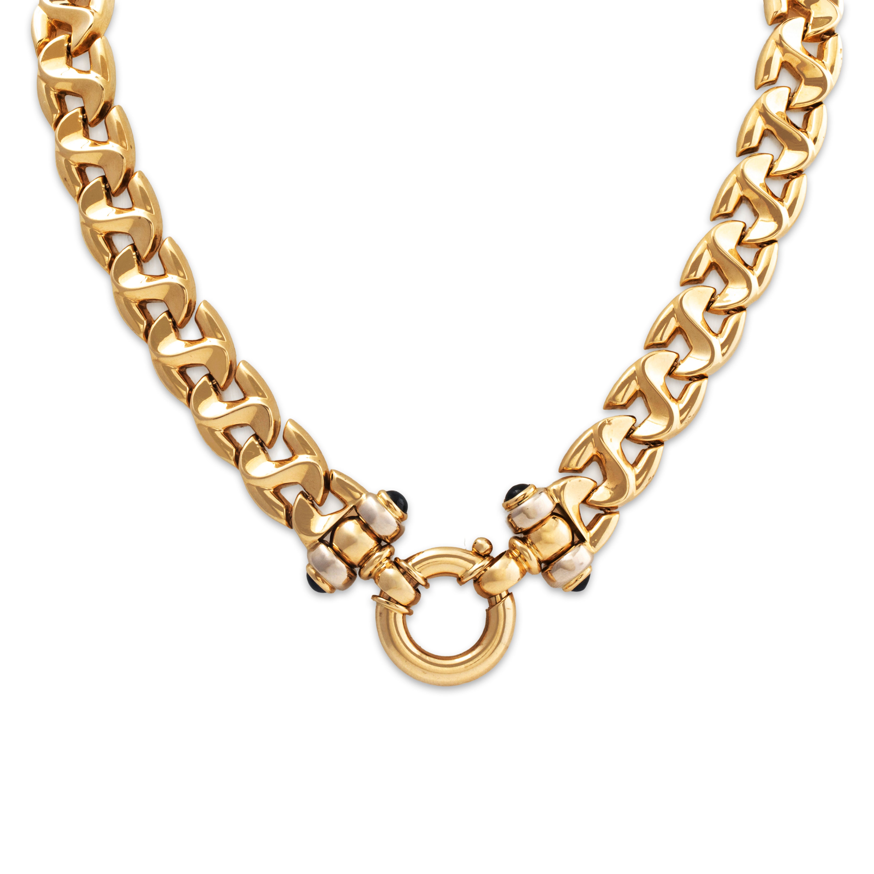 Bold Vintage Italian 14k Yellow Gold Sapphire Statement Collar Necklace 14、mySite、hinf8tx79