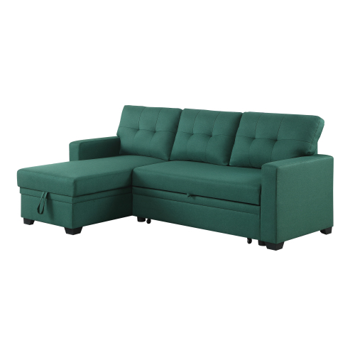 Upholstered Pull out Sectional Sofa with Chaise、、casual
