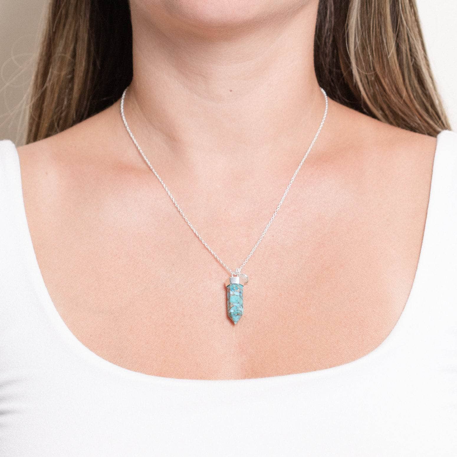 Genuine Turquoise Crystal Point Necklace、mySite、hinf8tx79