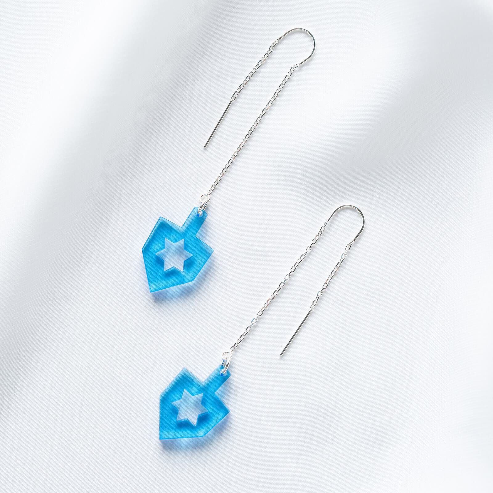 Dreidel Threader Earrings - Blue Transparent、mySite、topwebapps