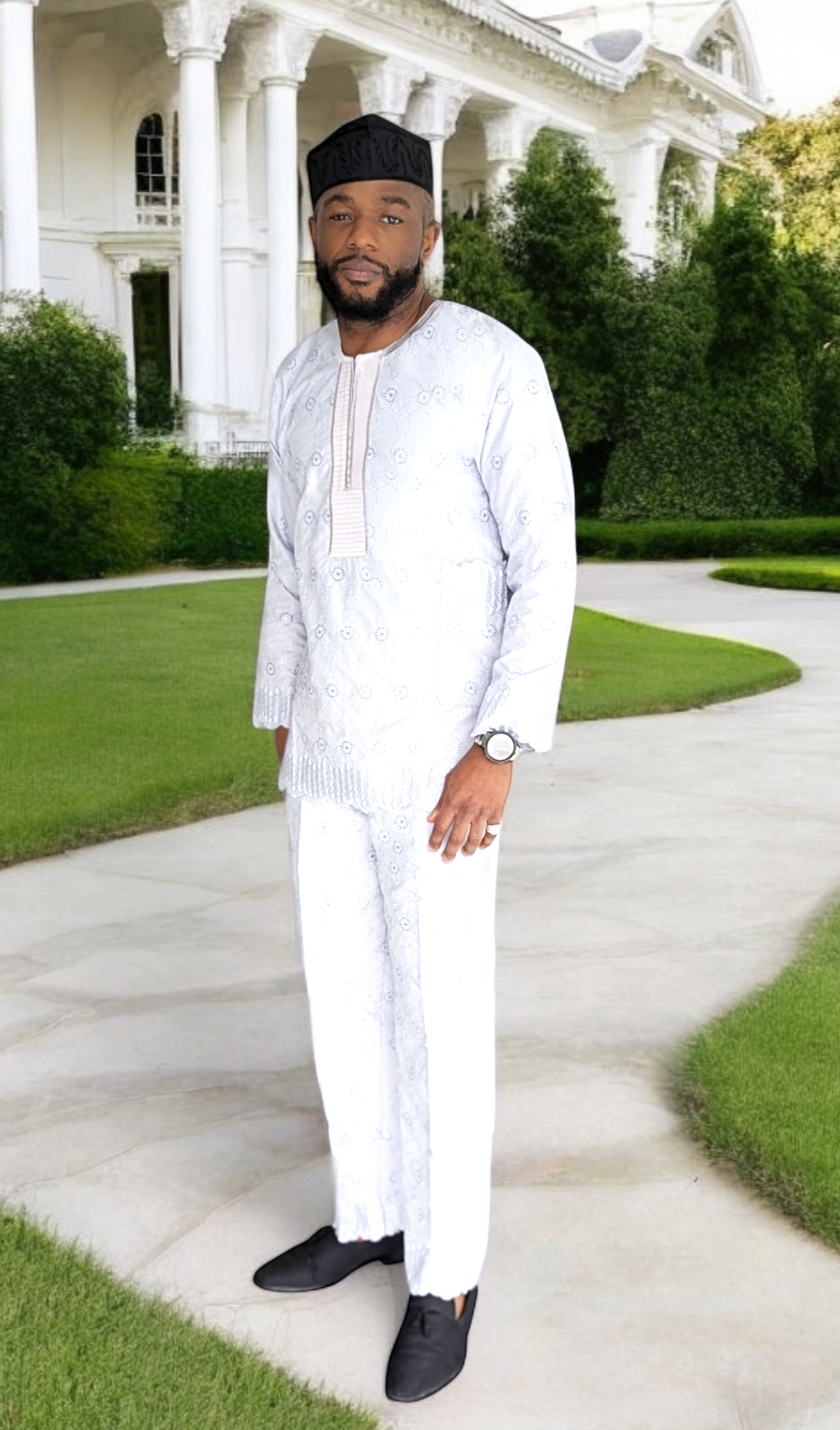 Dupsie's Kano Royal Silver Grey Lace Dashiki Suit For Men DPMNGL39、mySite、solidvoid