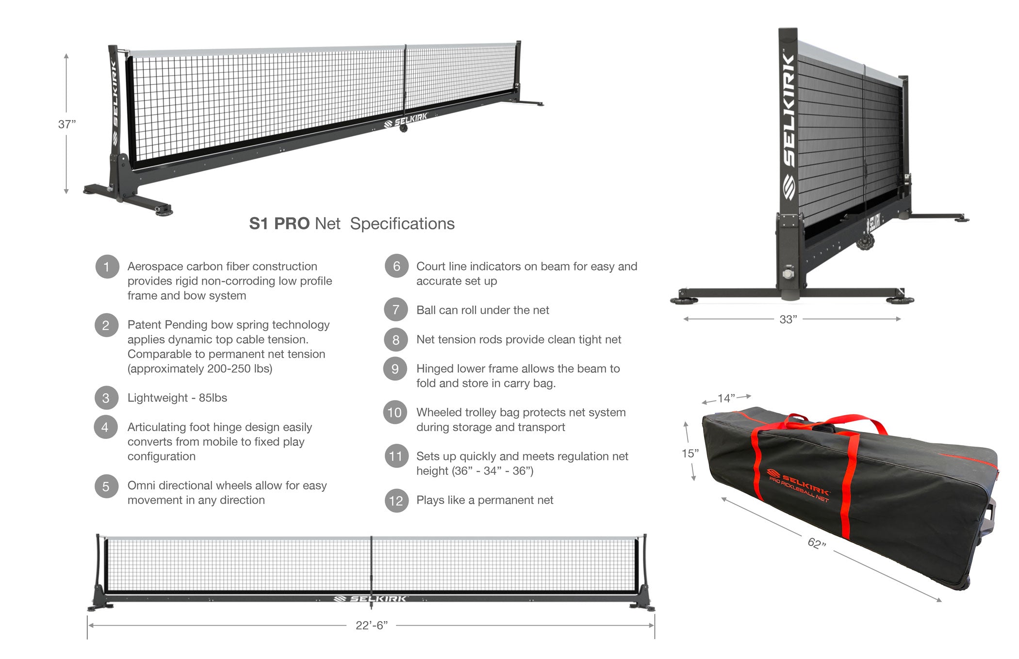 Selkirk LABS Semi-Permanent 001 Pro Net Made In The USA 100% Carbon Fiber Frame、mySite、noshort