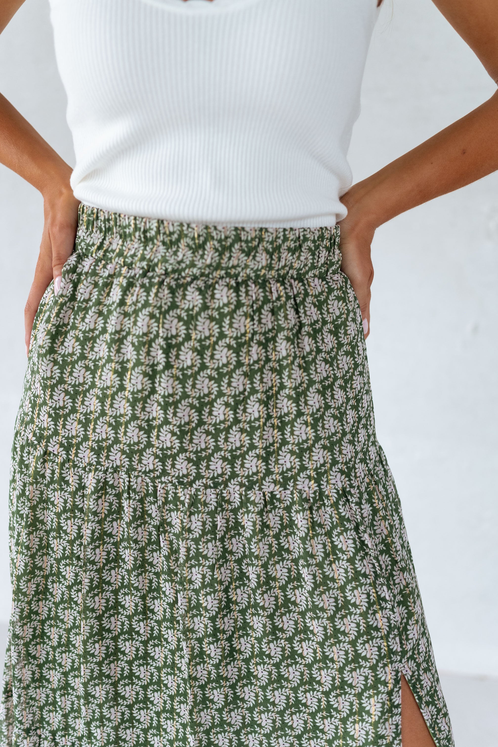 White pleated skirt