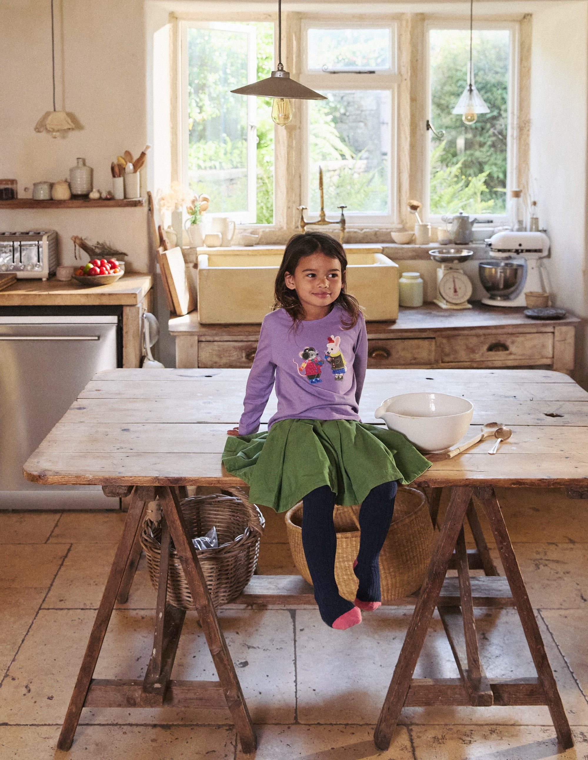  Appliqué Long Sleeve Top-Aster Purple Woodland Friends、mySite、ashleygrahame