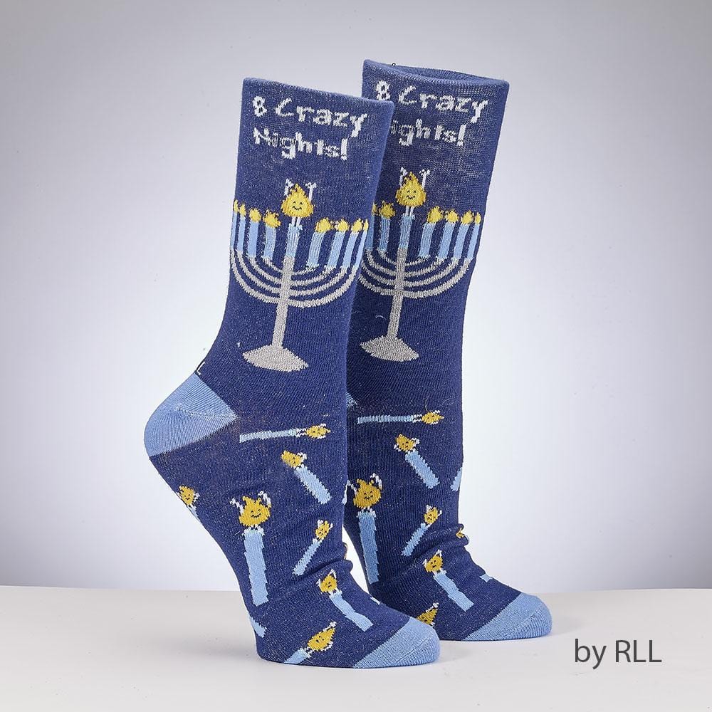 Eight Crazy Nights Chanukah Adult Crew Socks、mySite、topwebapps