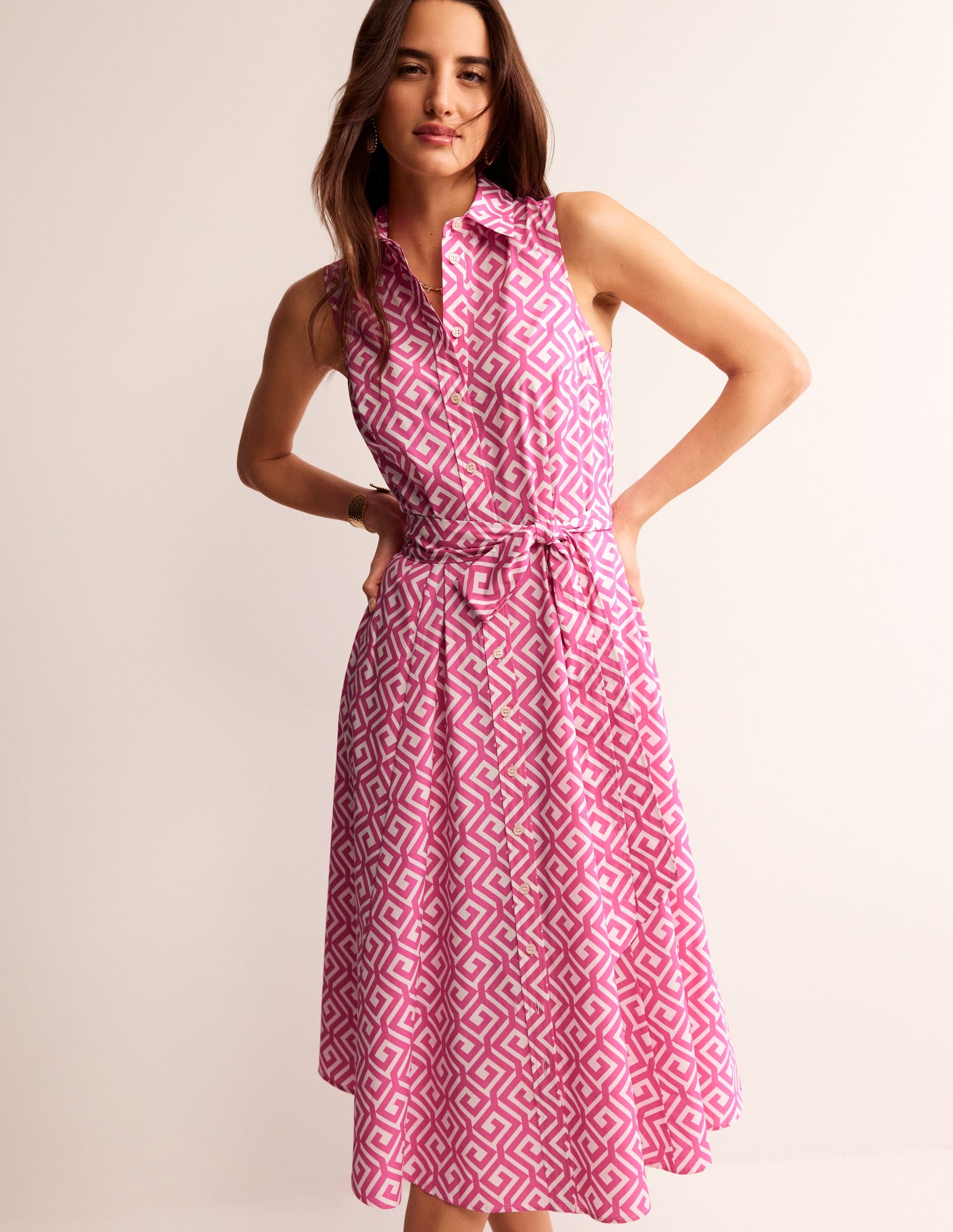  Amy Sleeveless Shirt Dress-Pink Power, Maze、mySite、ashleygrahame
