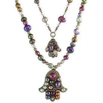 Michal Golan Colorful Fresh Water Pearl Hamsa Necklace、mySite、topwebapps