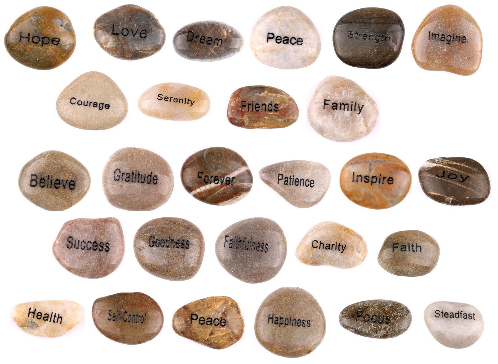  Engraved Inspirational Stones (16 Different Words) from The Holy Land、mySite、elrpsem3k