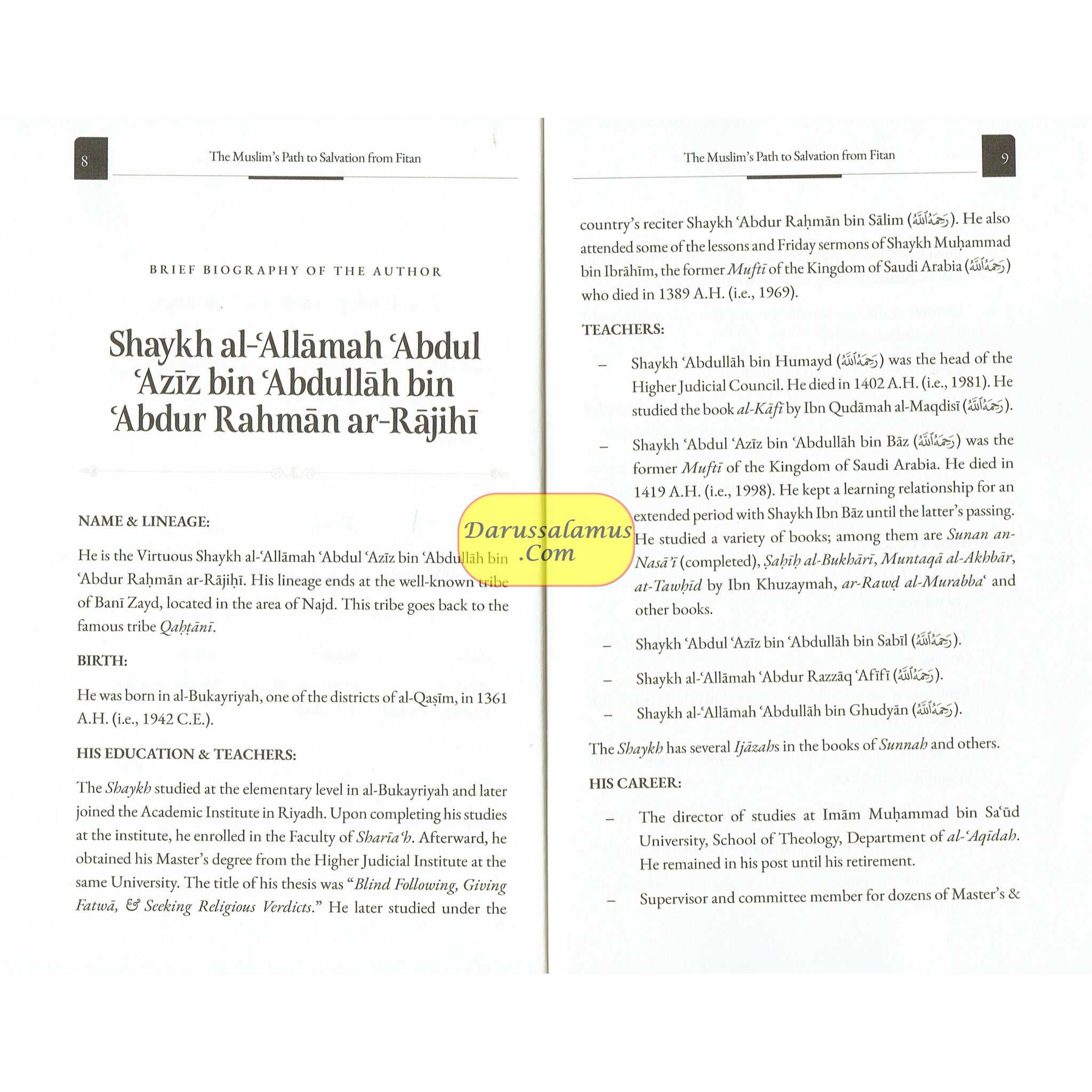 The Muslim’s Path To Salvation From Fitan by Shaykh Abdul Aziz Ar-Rajihi、mySite、topwebapps