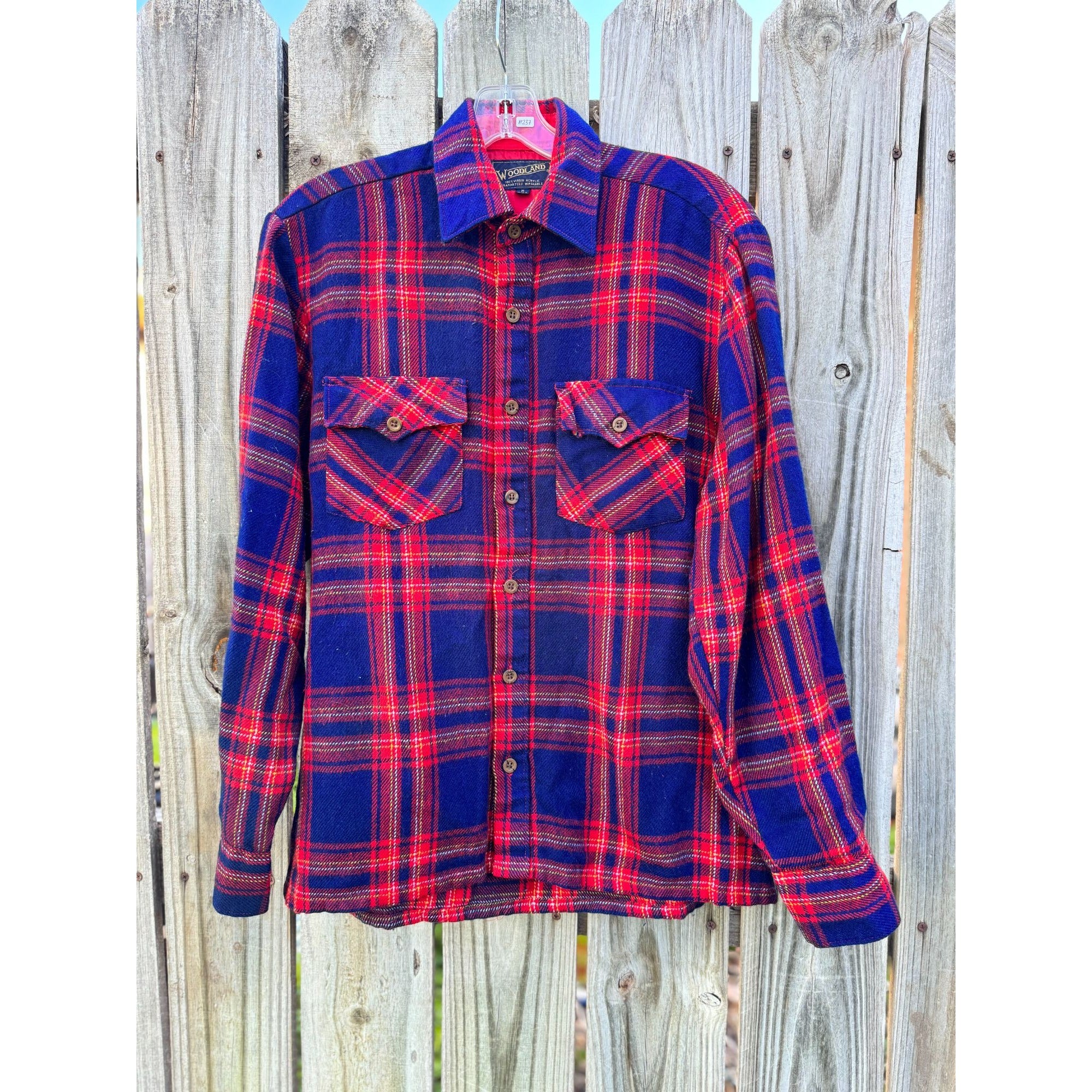 Woodland Acrylic Plaid Flannel Long Sleeve Button Down Medium、mySite、garagedoors4me