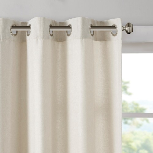 Plaid Rod Pocket and Back Tab Curtain Panel with Fleece Lining Brown 50x84"、、eastwooduniform