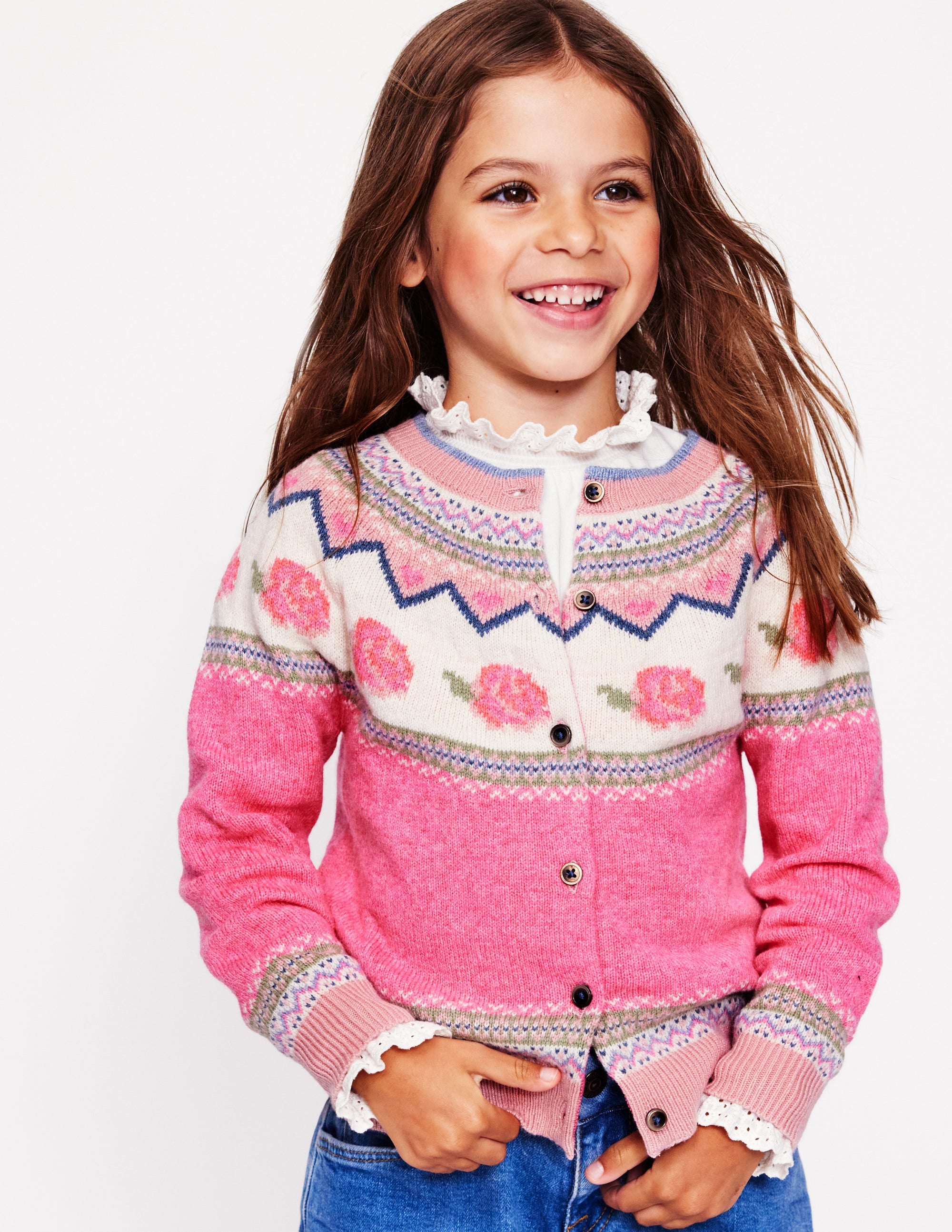  Edie Fair Isle Cardigan-Jam Marl Roses、mySite、ashleygrahame