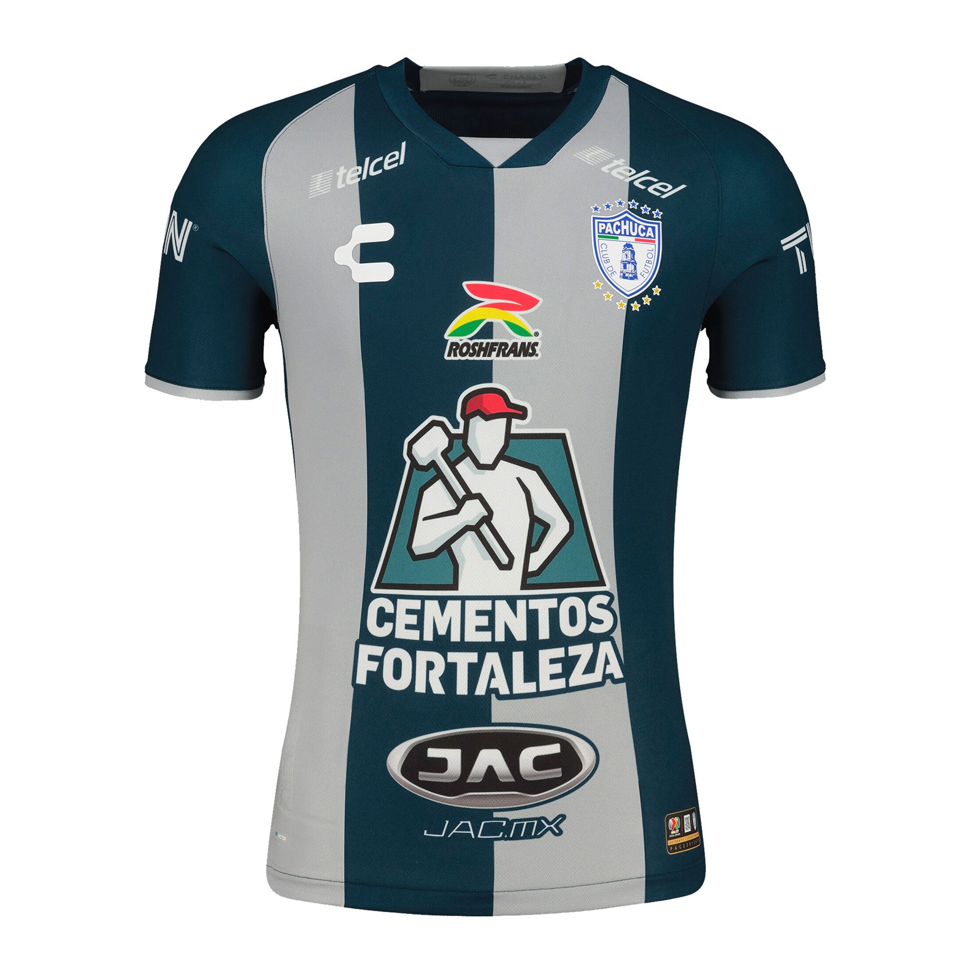 Charly Men's Pachuca 2022/23 Authentic Home Jersey Grey/Silver、mySite、bottomscart