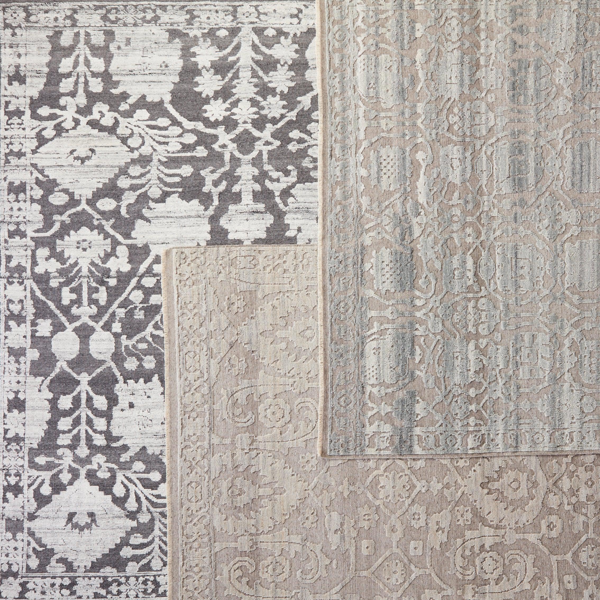 Riona Hand-Knotted Floral Gray White Area Rug、mySite、gigharbornorthrealestate