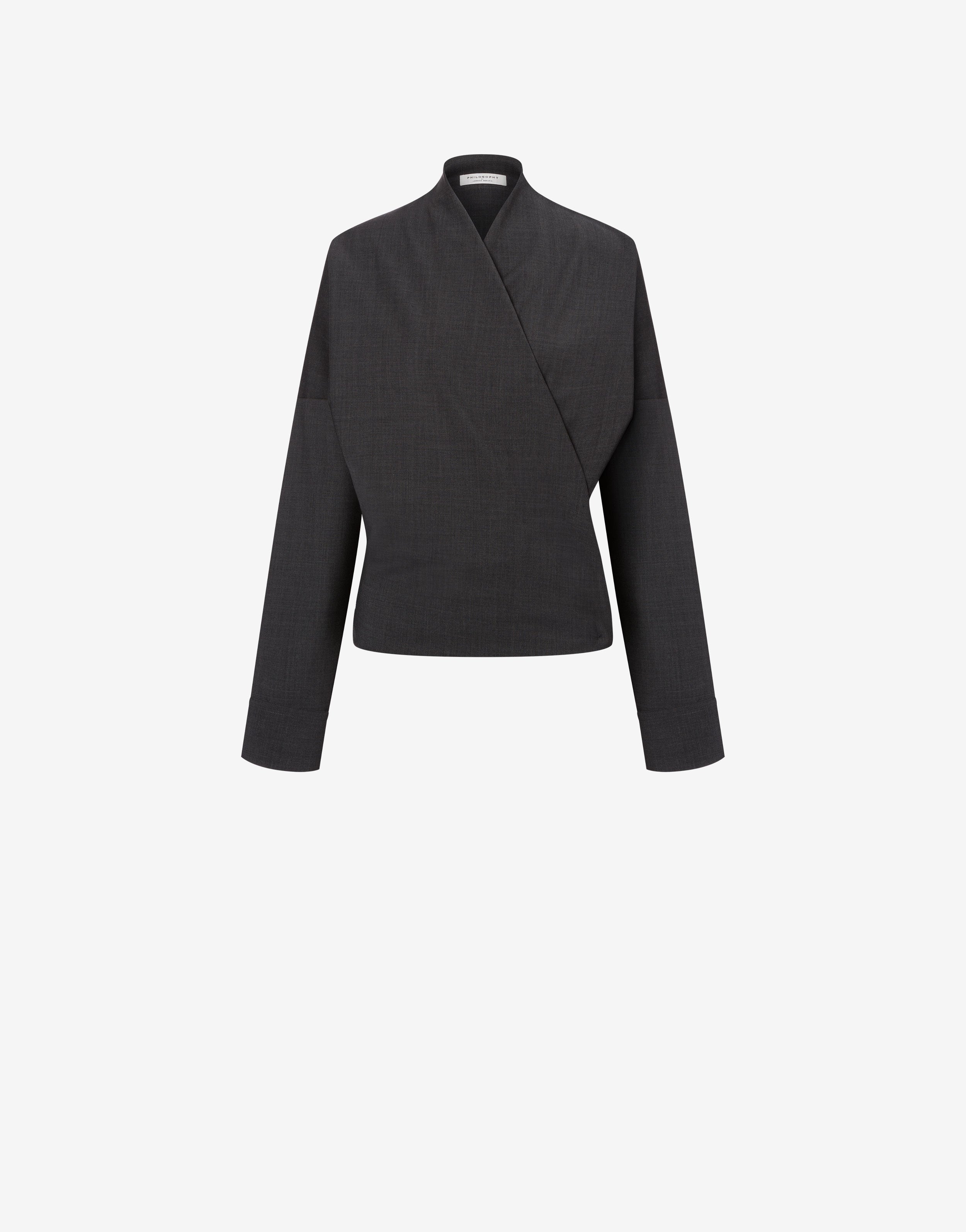 Blusa incrociata in fresco lana、mySite、aoinhome