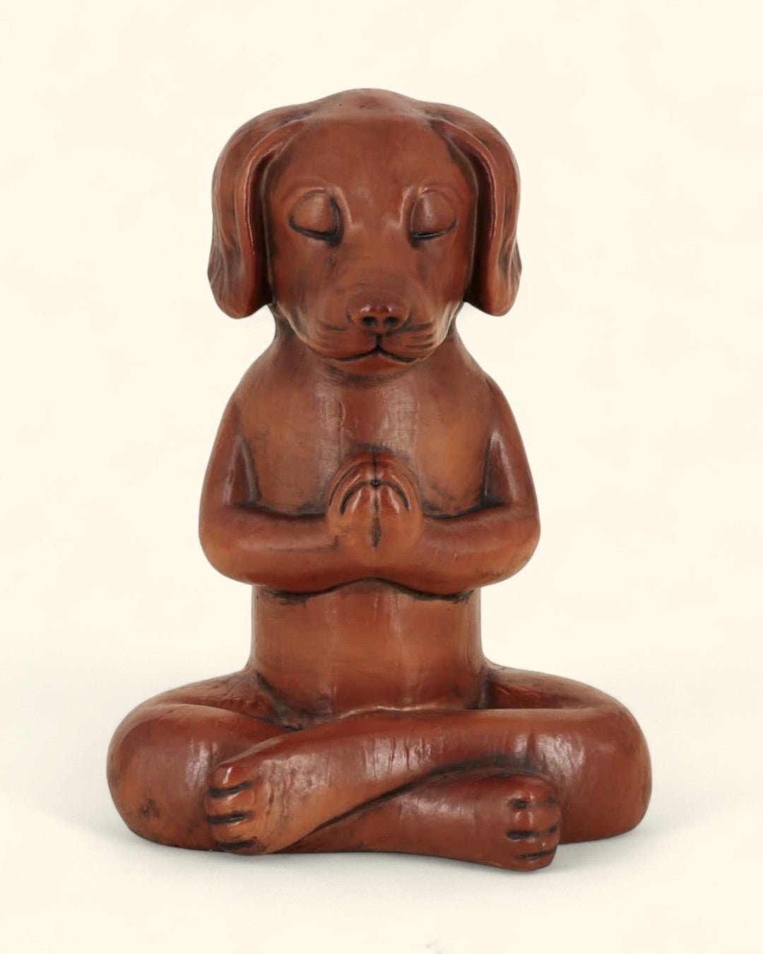 Namaste Dog Statue in Rich Mahogany Tone、mySite、topwebapps