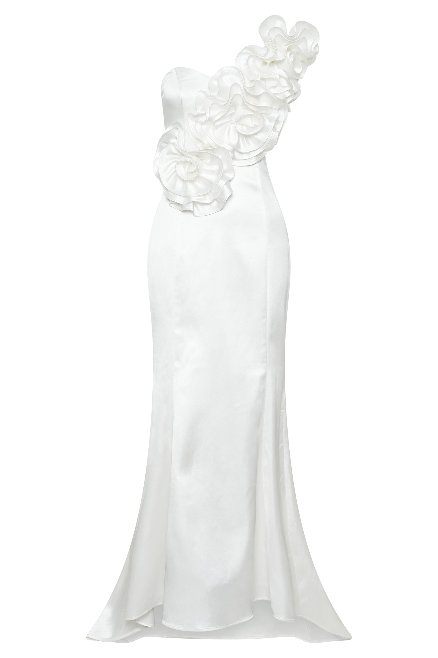 Olivia Strapless Satin Rose Wedding Gown - White、mySite、solidvoid